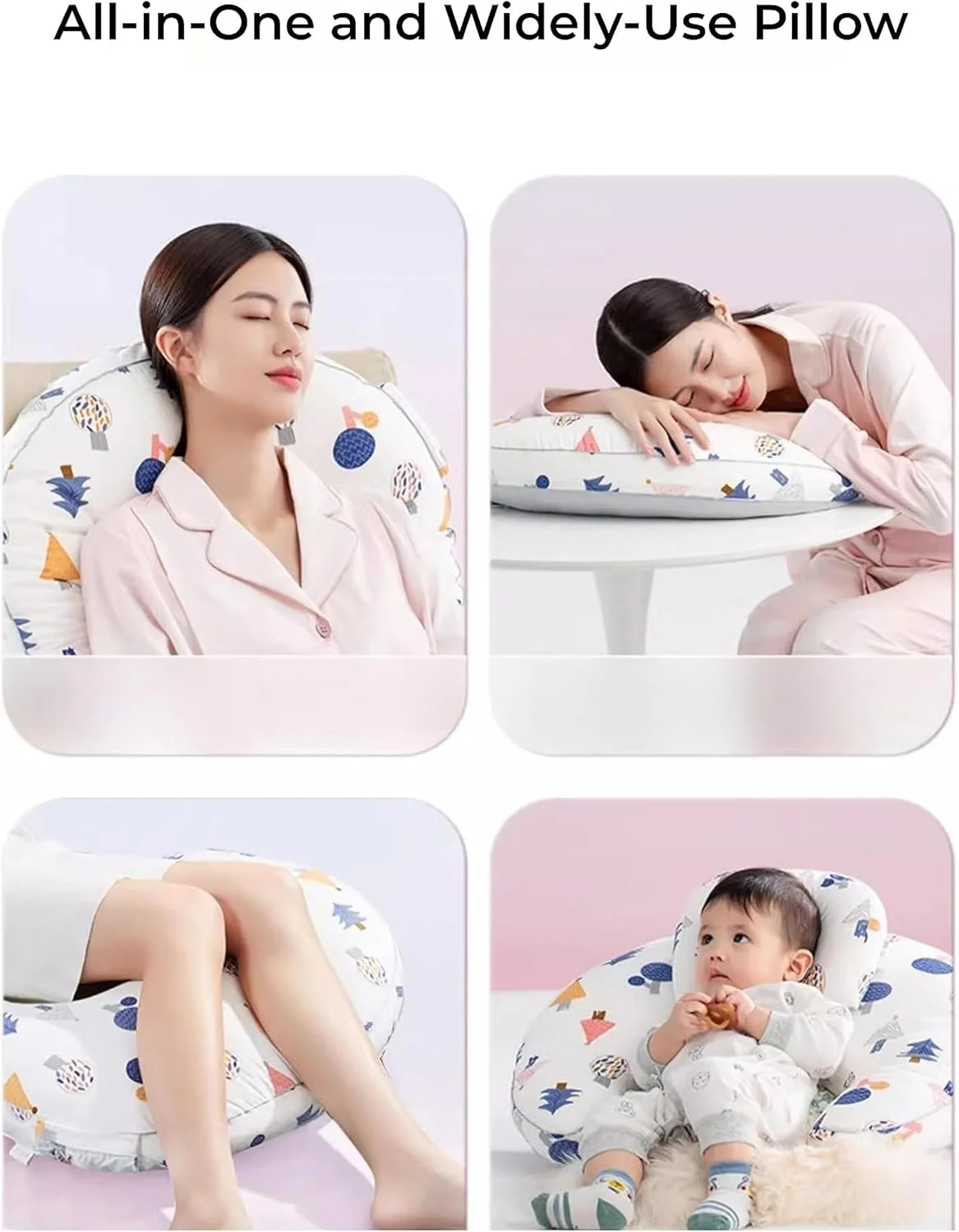 بالش شیردهی برای نوزاد، بالش شیردهی برای حمایت بیشتر، با بند کمر قابل تنظیم و روکش نخی قابل جابجایی (تابستانی)