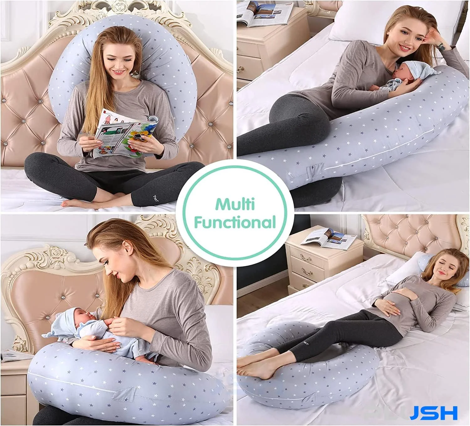 بالش بارداری و شیردهی دو منظوره PLUSH، طراحی شده برای شیردهی نوزاد و پشتیبانی از بدن مادر - روکش بالش 100% پنبه قابل شستشو بالش بارداری و شیردهی دو منظوره PLUSH، طراحی شده برای شیردهی نوزاد و پشتیبانی از بدن مادر - روکش بالش 100% پنبه قابل شستشو