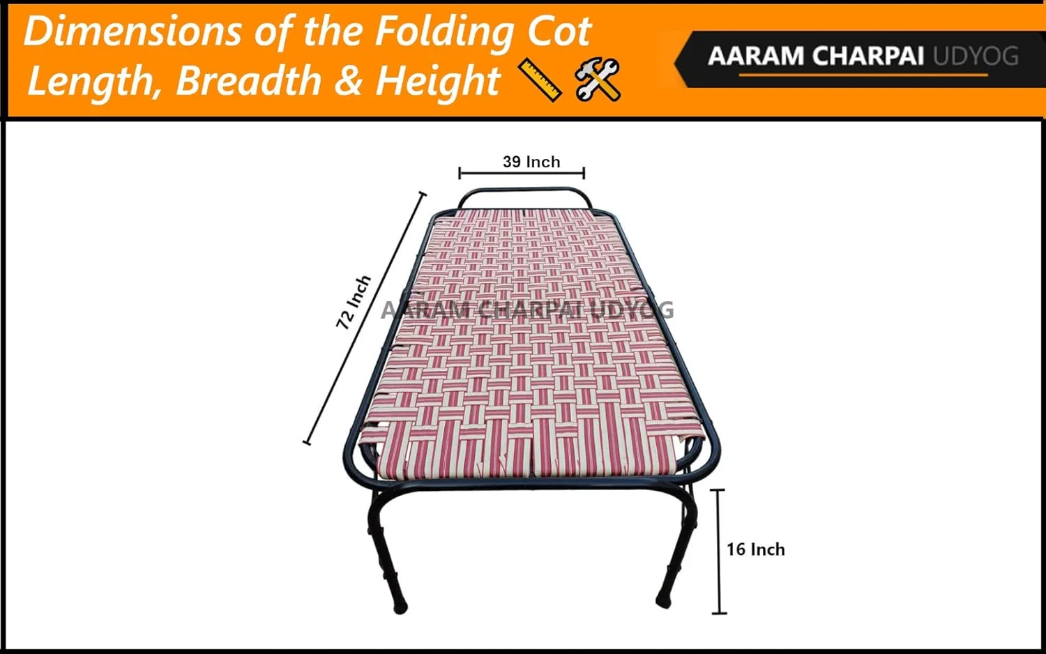 تخت تاشو دو لوله AARAM CHARPAI UDYOG سایز 39 در 72 | تخت تاشو برای خواب | فوق العاده قوی (39" X 72") تخت تاشو دو لوله AARAM CHARPAI UDYOG سایز 39 در 72 | تخت تاشو برای خواب | فوق العاده قوی (39" X 72")
