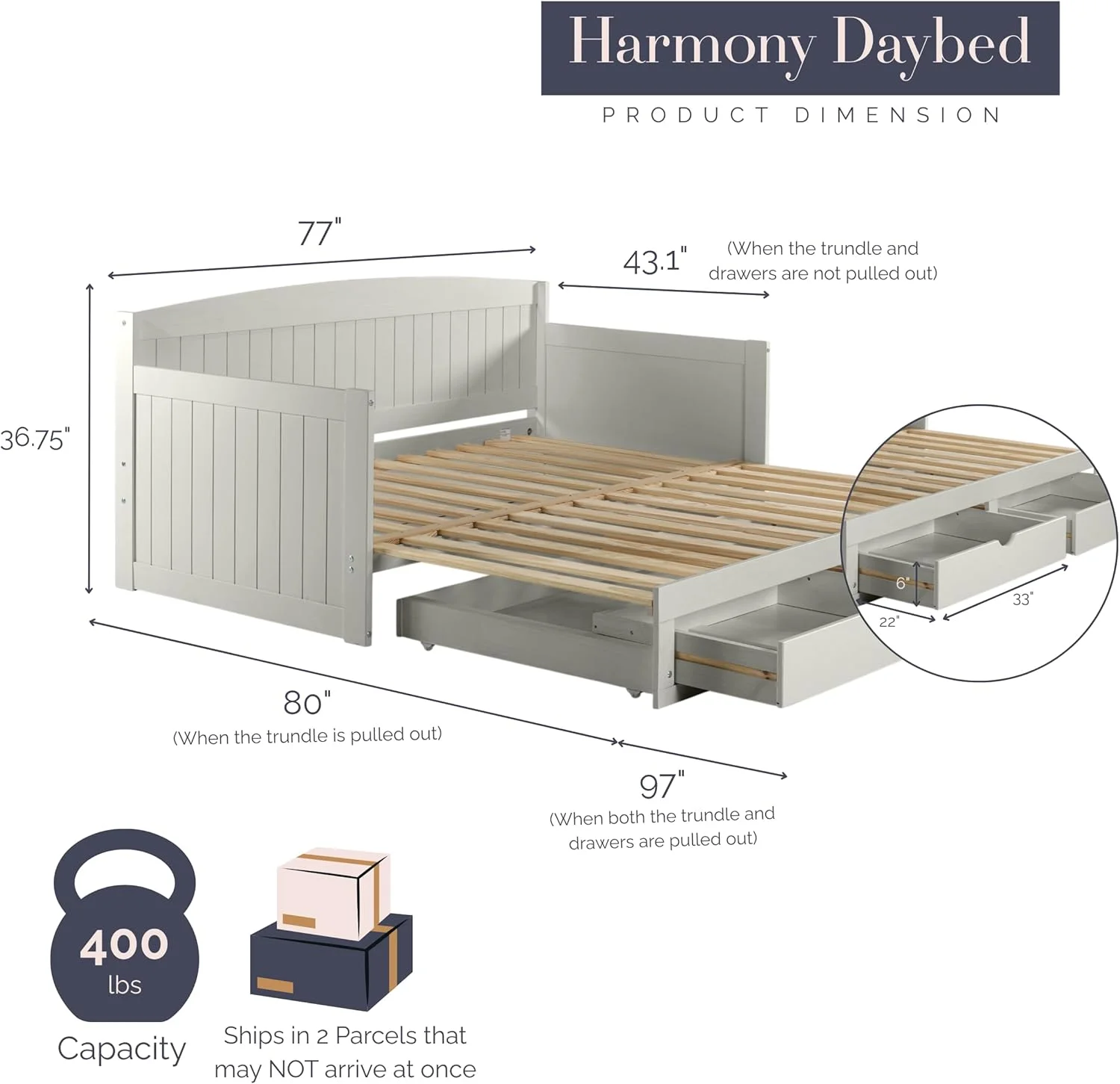 تخت خواب یک نفره چوبی آلاتر مدل Harmony، خاکستری کبوتر، دارای 2 کشو، ظرفیت وزنی 200 کیلوگرم، ساخته شده از چوب کاج برزیلی، روکش، مناسب برای کودکان، تخت خواب کشویی سایز کینگ برای پسران و دختران تخت خواب یک نفره چوبی آلاتر مدل Harmony، خاکستری کبوتر، دارای 2 کشو، ظرفیت وزنی 200 کیلوگرم، ساخته شده از چوب کاج برزیلی، روکش، مناسب برای کودکان، تخت خواب کشویی سایز کینگ برای پسران و دختران