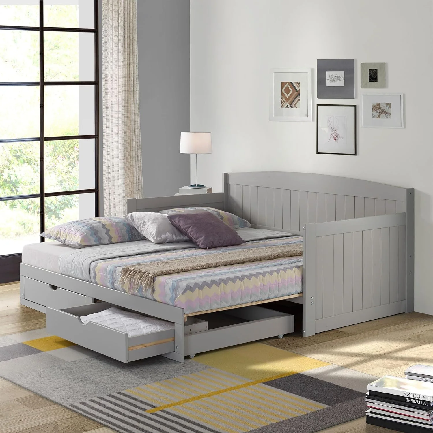 تخت خواب یک نفره چوبی آلاتر مدل Harmony، خاکستری کبوتر، دارای 2 کشو، ظرفیت وزنی 200 کیلوگرم، ساخته شده از چوب کاج برزیلی، روکش، مناسب برای کودکان، تخت خواب کشویی سایز کینگ برای پسران و دختران تخت خواب یک نفره چوبی آلاتر مدل Harmony، خاکستری کبوتر، دارای 2 کشو، ظرفیت وزنی 200 کیلوگرم، ساخته شده از چوب کاج برزیلی، روکش، مناسب برای کودکان، تخت خواب کشویی سایز کینگ برای پسران و دختران