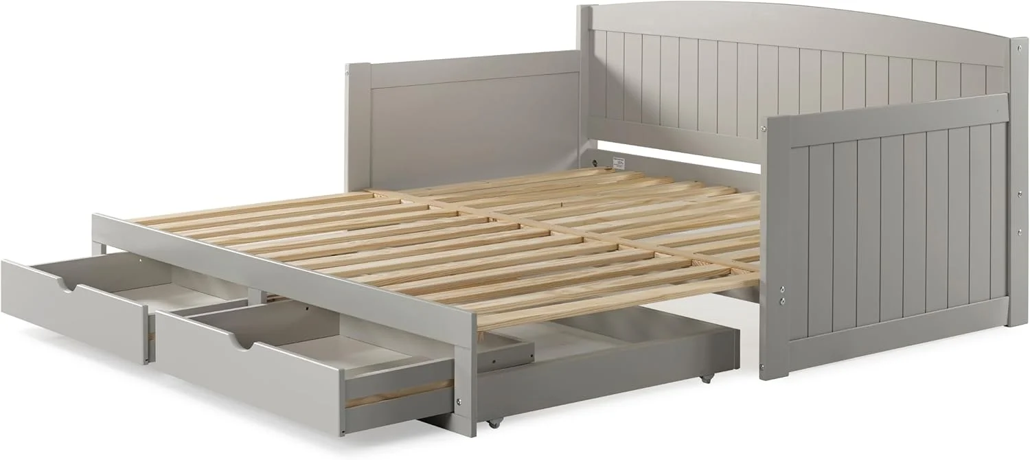 تخت خواب یک نفره چوبی آلاتر مدل Harmony، خاکستری کبوتر، دارای 2 کشو، ظرفیت وزنی 200 کیلوگرم، ساخته شده از چوب کاج برزیلی، روکش، مناسب برای کودکان، تخت خواب کشویی سایز کینگ برای پسران و دختران تخت خواب یک نفره چوبی آلاتر مدل Harmony، خاکستری کبوتر، دارای 2 کشو، ظرفیت وزنی 200 کیلوگرم، ساخته شده از چوب کاج برزیلی، روکش، مناسب برای کودکان، تخت خواب کشویی سایز کینگ برای پسران و دختران