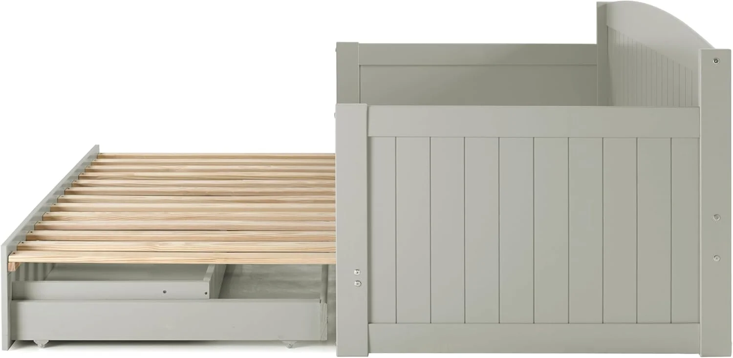 تخت خواب یک نفره چوبی آلاتر مدل Harmony، خاکستری کبوتر، دارای 2 کشو، ظرفیت وزنی 200 کیلوگرم، ساخته شده از چوب کاج برزیلی، روکش، مناسب برای کودکان، تخت خواب کشویی سایز کینگ برای پسران و دختران تخت خواب یک نفره چوبی آلاتر مدل Harmony، خاکستری کبوتر، دارای 2 کشو، ظرفیت وزنی 200 کیلوگرم، ساخته شده از چوب کاج برزیلی، روکش، مناسب برای کودکان، تخت خواب کشویی سایز کینگ برای پسران و دختران