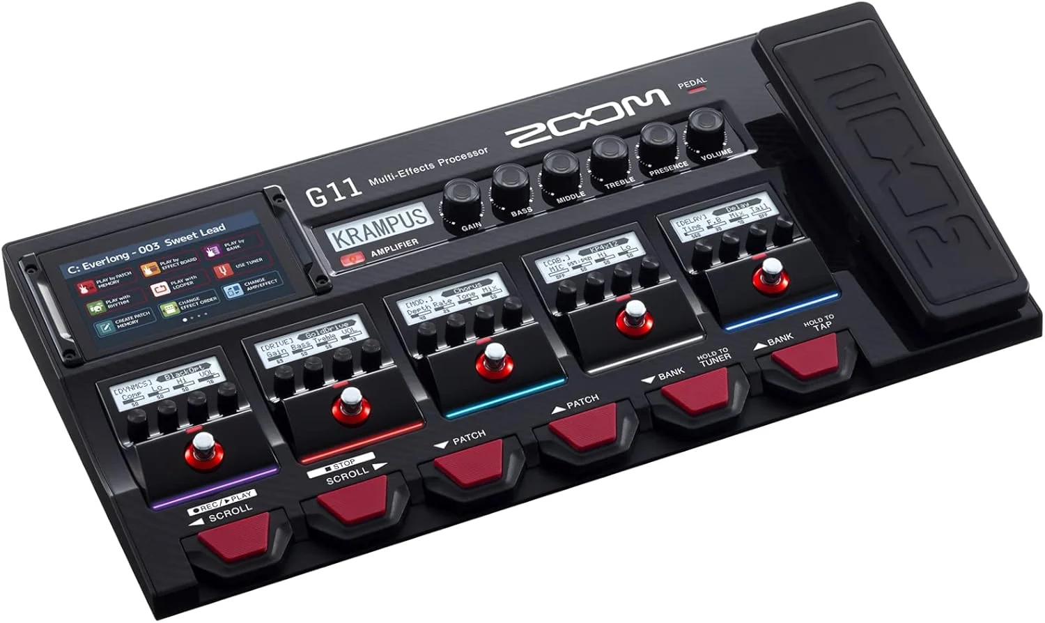 پردازنده مولتی افکت گیتار ZOOM G11 با صفحه لمسی، مدلینگ آمپلی فایر، کنترل آمپلی فایر، پدال بورد کامل و رابط صوتی پردازنده مولتی افکت گیتار ZOOM G11 با صفحه لمسی، مدلینگ آمپلی فایر، کنترل آمپلی فایر، پدال بورد کامل و رابط صوتی