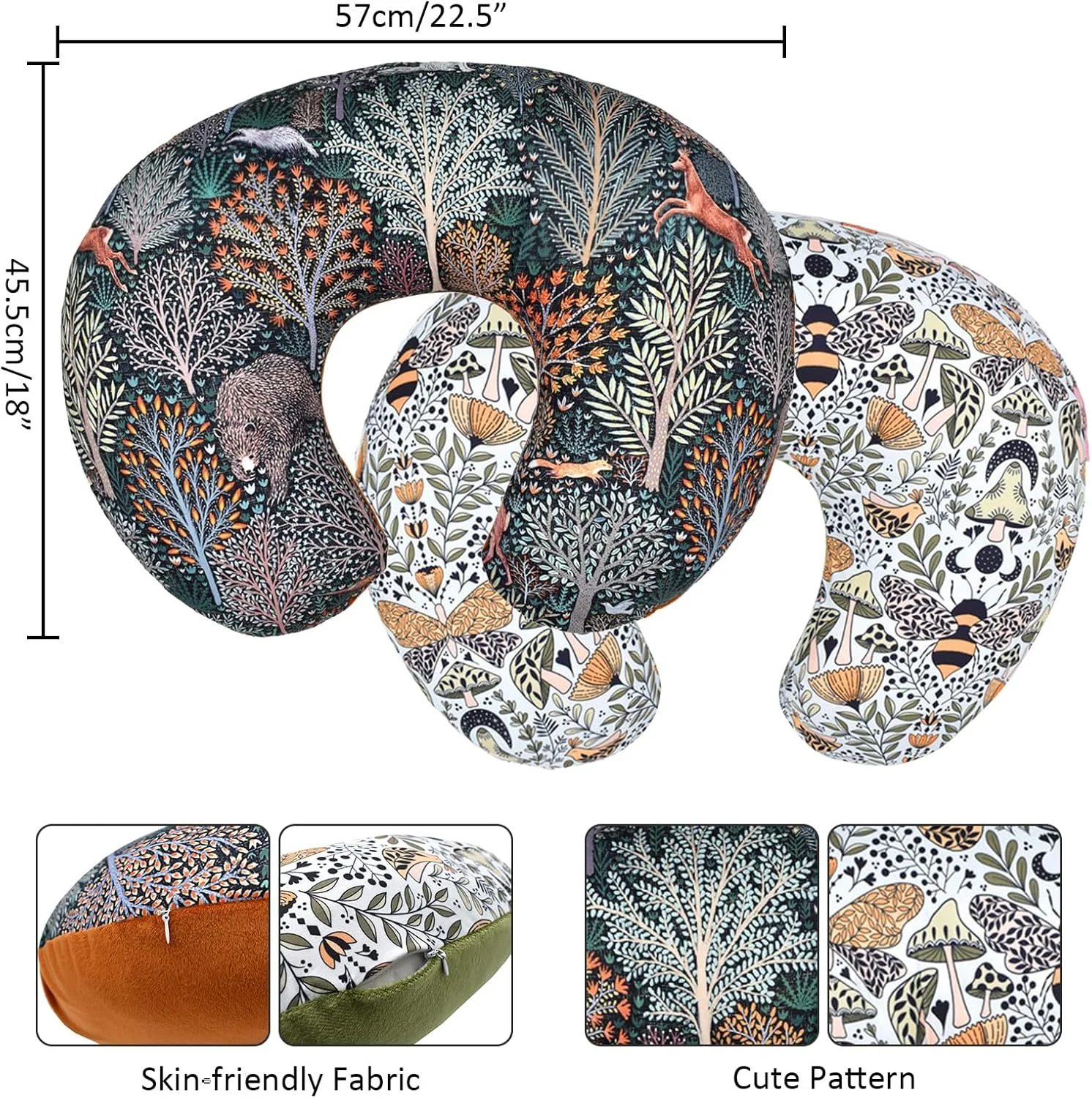 وینمانی 2 عددی روکش بالش شیردهی نوزاد بالش شیردهی U شکل روکش کوسن کشسان قابل تعویض طرح جنگل و گل روکش بالش 57x45.5 سانتی متر وینمانی 2 عددی روکش بالش شیردهی نوزاد بالش شیردهی U شکل روکش کوسن کشسان قابل تعویض طرح جنگل و گل روکش بالش 57x45.5 سانتی متر