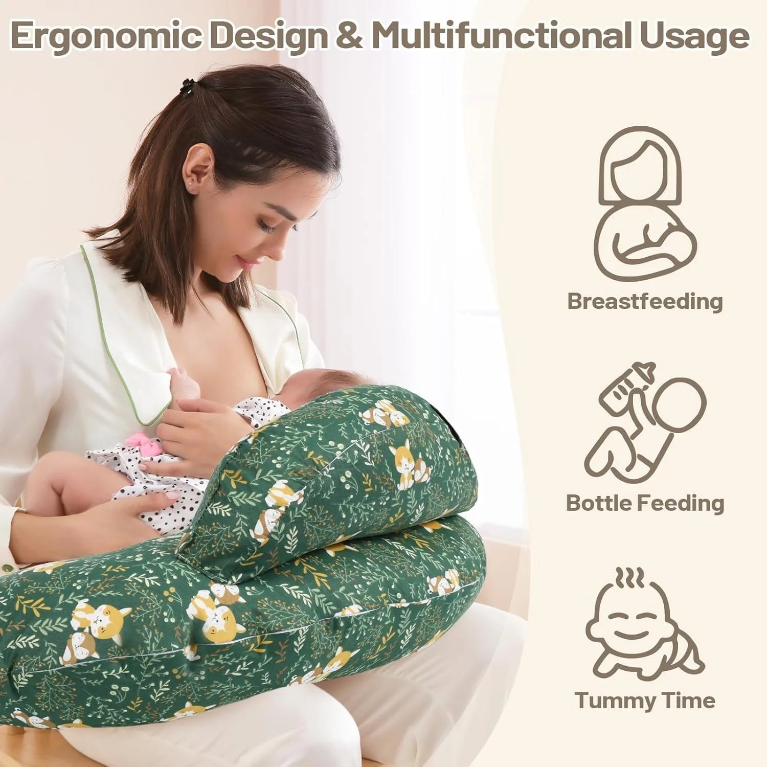 بالش شیردهی سوپرآوتز، بالش شیردهی نوزاد، با روکش بالش قابل جدا شدن، لوازم ضروری شیردهی ارگونومیک برای تغذیه با شیشه، قابل شستشو در ماشین لباسشویی (سبز) بالش شیردهی سوپرآوتز، بالش شیردهی نوزاد، با روکش بالش قابل جدا شدن، لوازم ضروری شیردهی ارگونومیک برای تغذیه با شیشه، قابل شستشو در ماشین لباسشویی (سبز)