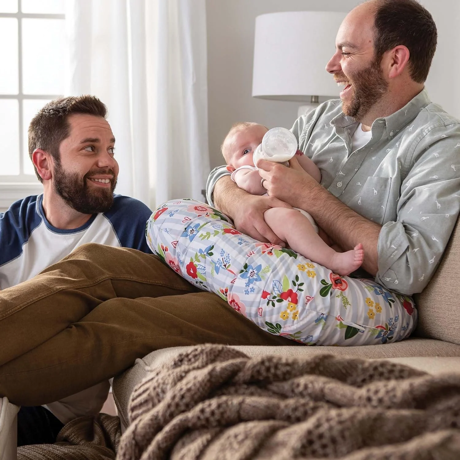 بالش شیردهی، بالش شیردهی برای مادر، روکش نرم طرح دار با الیاف تنفسی، بالش ساپورت برای 0-12 ماه، کوسن ساپورت چند منظوره برای مسافرت 66x45.7x16.5 سانتی متر (صورتی)