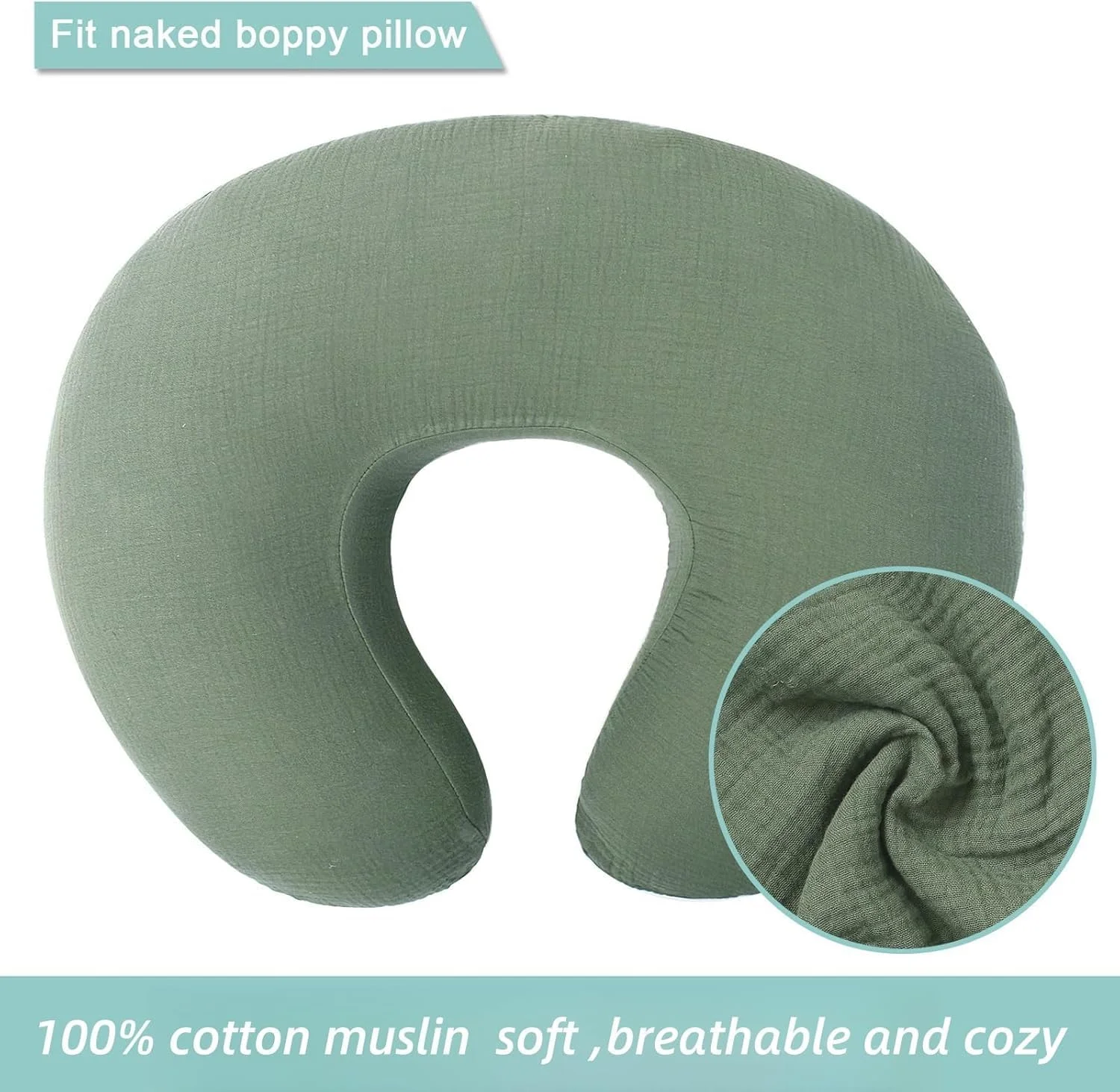 روکش بالش شیردهی، روکش های بسیار نرم پنبه ای موسلین برای بالش های شیردهی، قابل جابجایی، تنفس پذیر، قابل شستشو در ماشین لباسشویی، ایده آل برای نوزادان پسر و دختر، نوزادان تازه متولد شده، بسته 2 عددی، برگ C و Sag