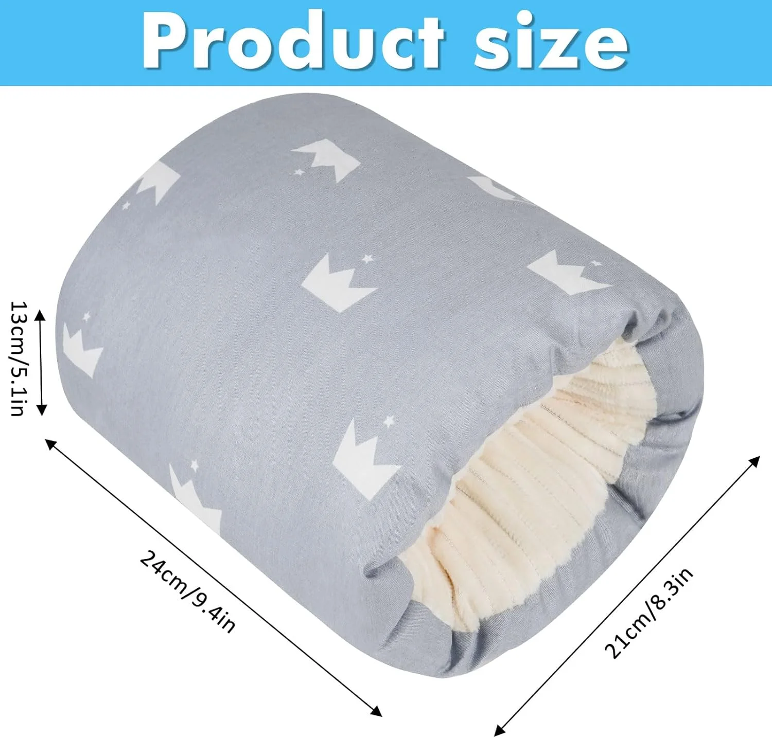 بالش شیردهی کودک Povkufii، بالش شیردهی قابل تنظیم، بالش نرم شیردهی، بالش تغذیه کودک (تاج خاکستری)