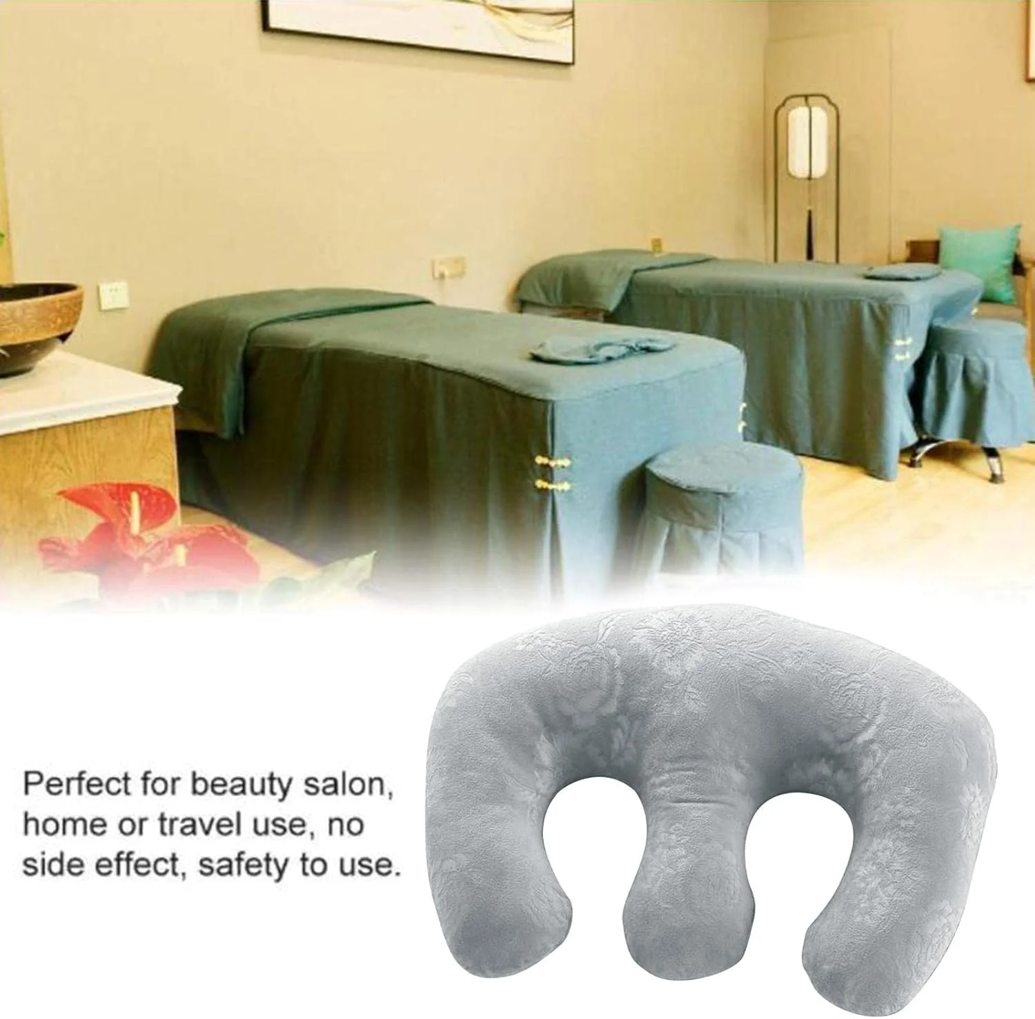 بالش ساپورت سینه سالن زیبایی NALACAL، پد بالش سینه نرم ماساژ SPA، بالش خواب مسافرتی قابل حمل حرفه ای (خاکستری)