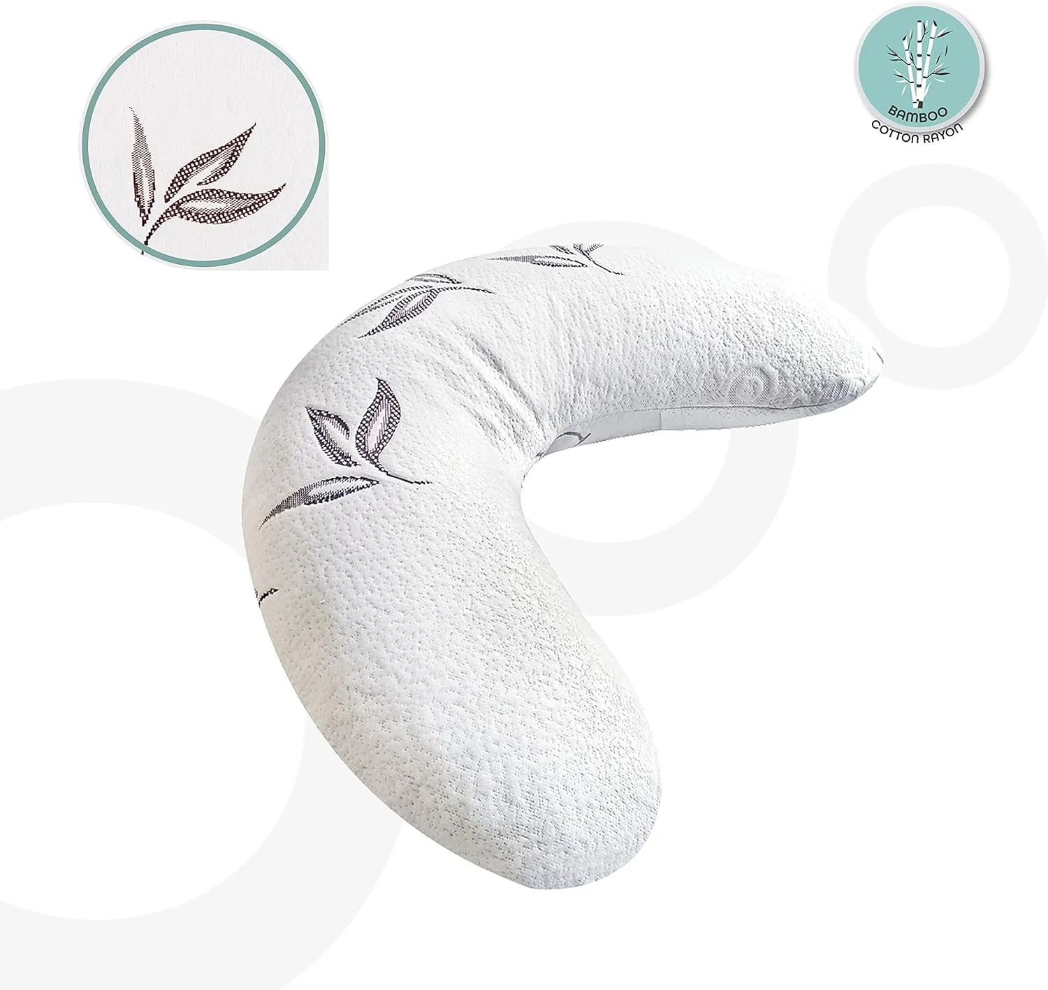 بالش بارداری خنک کننده ماه مدل V با روکش پارچه بامبو، بالش حمایتی بارداری، بالش بغلی، بالش ساپورت شکم، پا و زانو، بالش بارداری - 50x50x10 سانتی متر - خاکستری