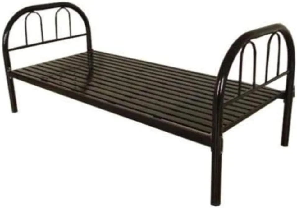 تخت خواب یک نفره فلزی ALWASIT HOME به همراه تشک | سایز یک نفره، مشکی، ابعاد 190x90x70