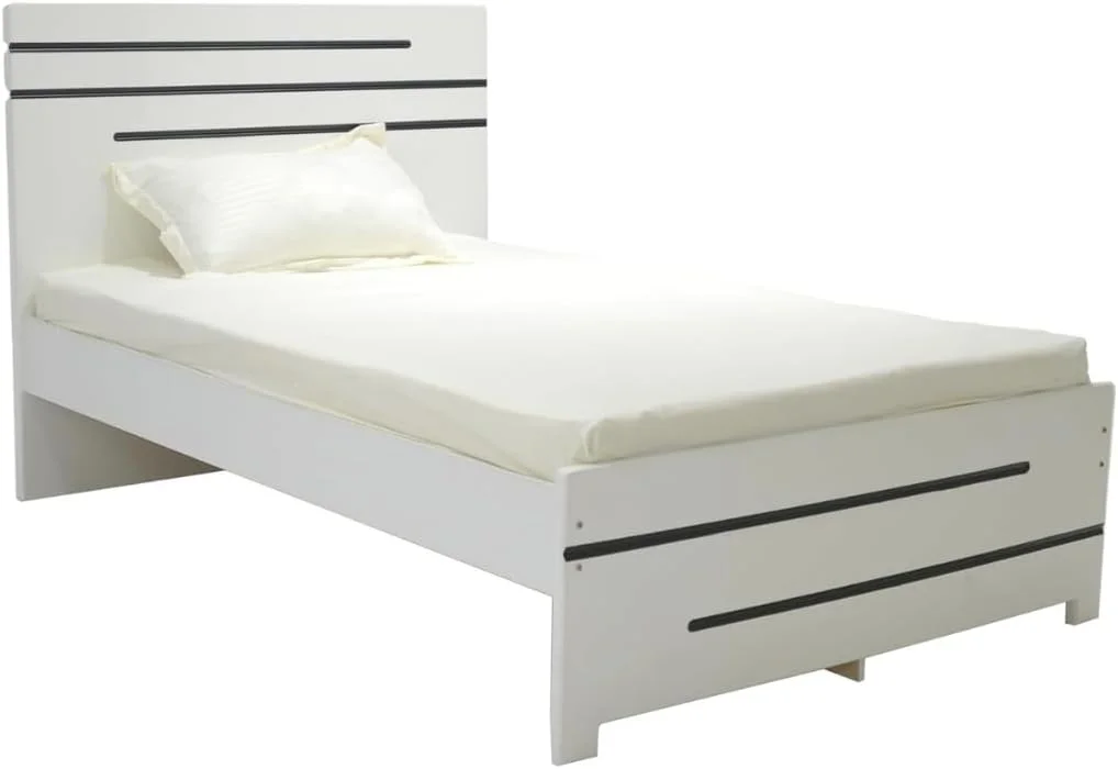 تخت خواب یک نفره الوصیت هوم مدل Orvas | تخت خواب چوبی یک نفره سایز 90X190 سفید