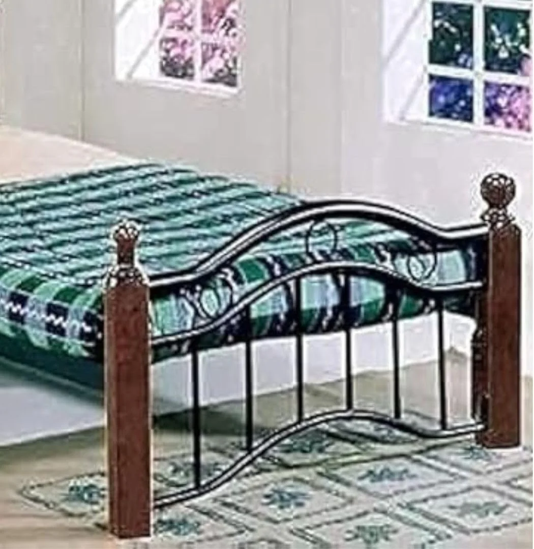 تخت خواب فلزی مشکی شیک ریچارد ALWASIT HOME با پایه های چوبی قهوه ای کلاسیک و تشک (8882) تخت خواب فلزی مشکی شیک ریچارد ALWASIT HOME با پایه های چوبی قهوه ای کلاسیک و تشک (8882)