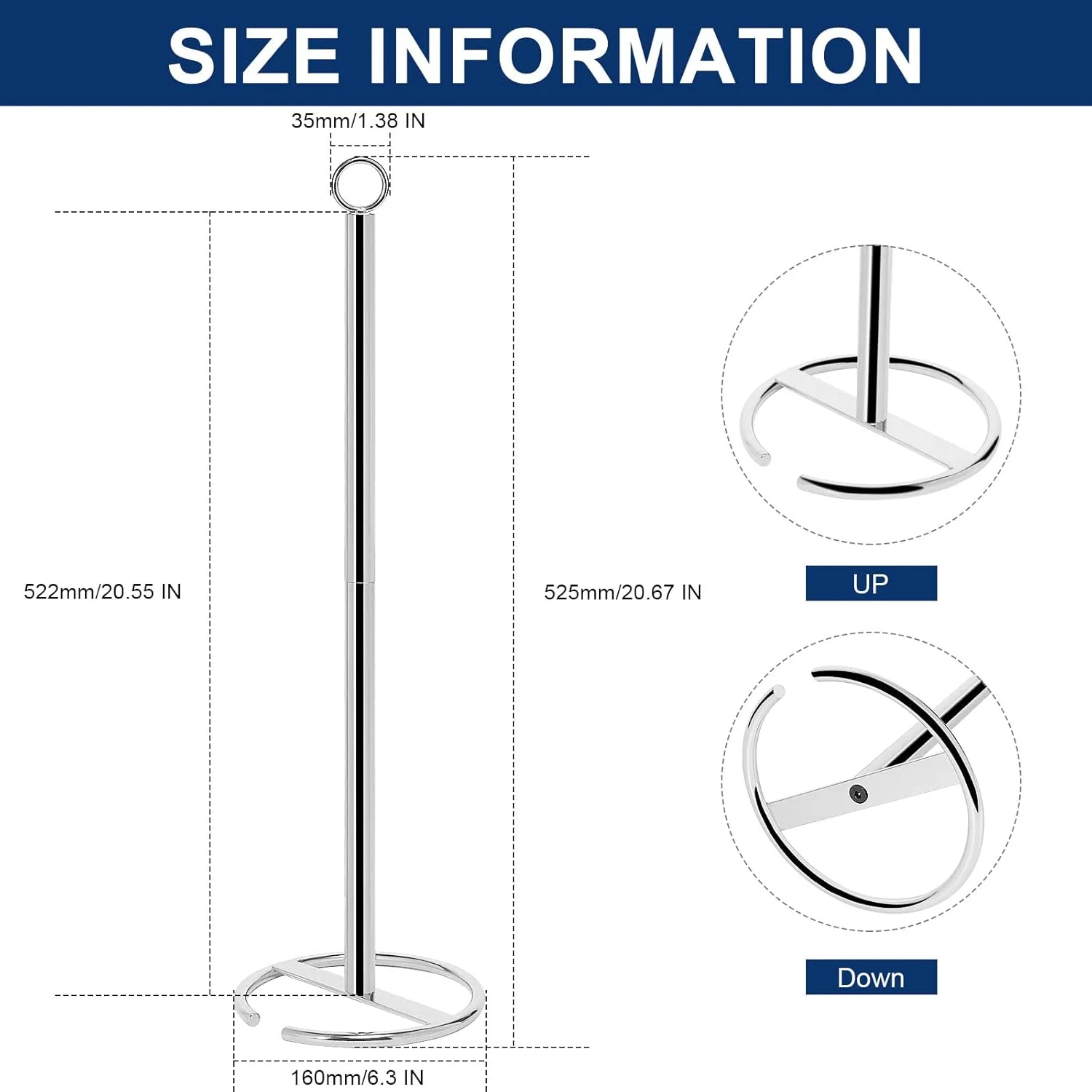 جا دستمال کاغذی توالت NearMoon، پایه نگهدارنده دستمال کاغذی ایستاده با مخزن ذخیره، جا توالت 4 رول برای پیشخوان حمام/آشپزخانه - تمام فلز، روکش کروم
