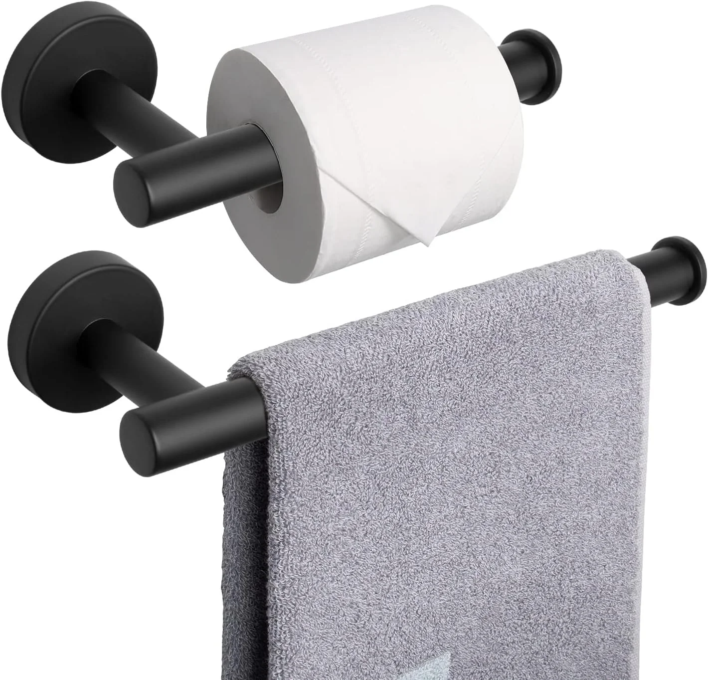 NearMoon جا دستمال توالت + جا حوله دستی، ست 2 تکه لوازم جانبی حمام - جا دستمال رولی توالت استیل 304 ممتاز و قفسه حوله دیواری برای حمام/آشپزخانه (مشکی مات) NearMoon جا دستمال توالت + جا حوله دستی، ست 2 تکه لوازم جانبی حمام - جا دستمال رولی توالت استیل 304 ممتاز و قفسه حوله دیواری برای حمام/آشپزخانه (مشکی مات)