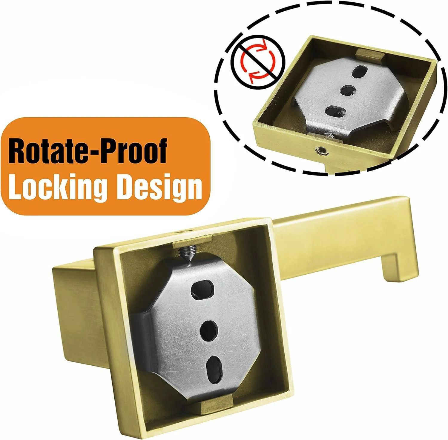 جا دستمال کاغذی توالت HITSLAM طلایی برس خورده، نصب دیواری، استیل ضد زنگ ممتاز 304، جا رولی دستمال کاغذی توالت مربعی ضد زنگ برای حمام