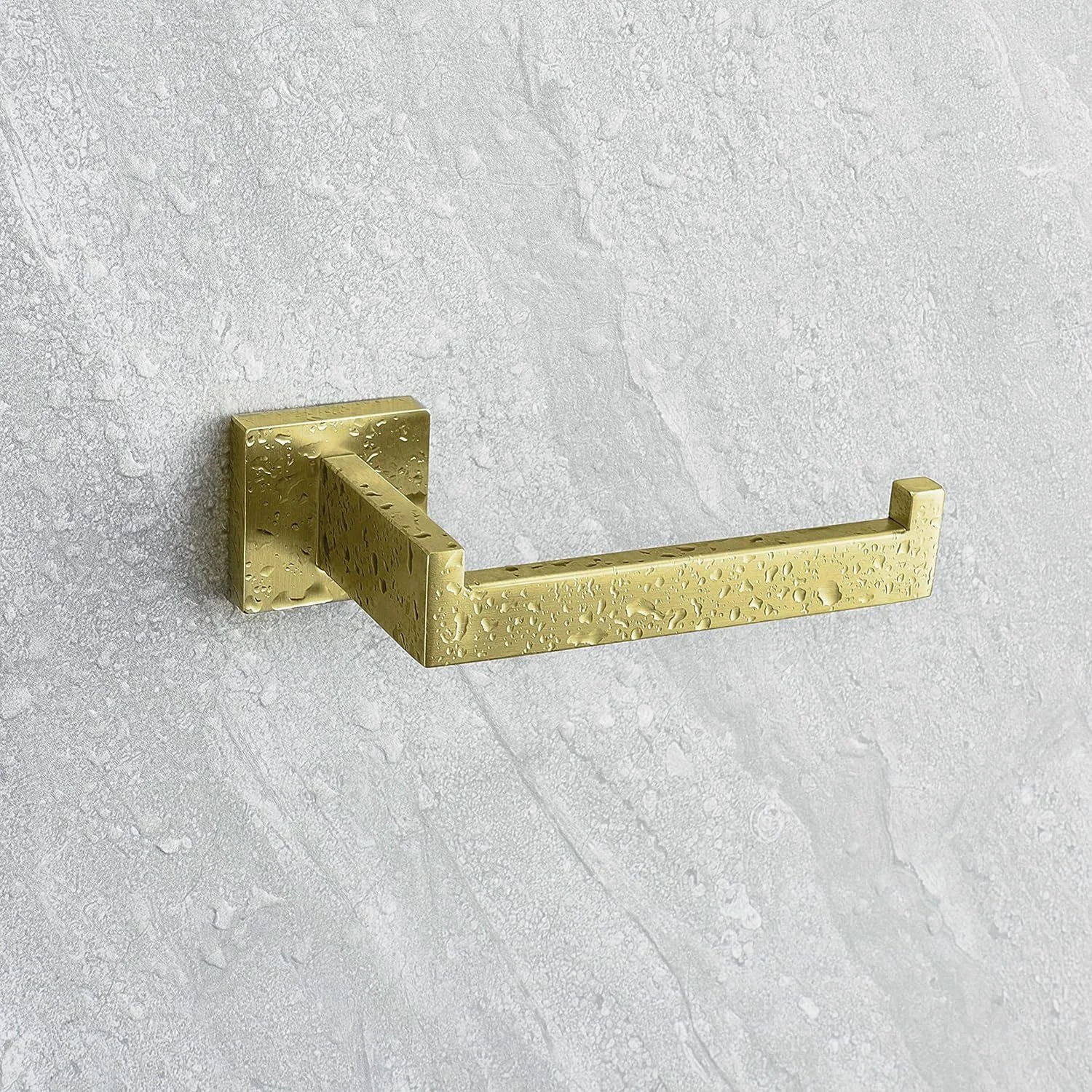 جا دستمال کاغذی توالت HITSLAM طلایی برس خورده، نصب دیواری، استیل ضد زنگ ممتاز 304، جا رولی دستمال کاغذی توالت مربعی ضد زنگ برای حمام