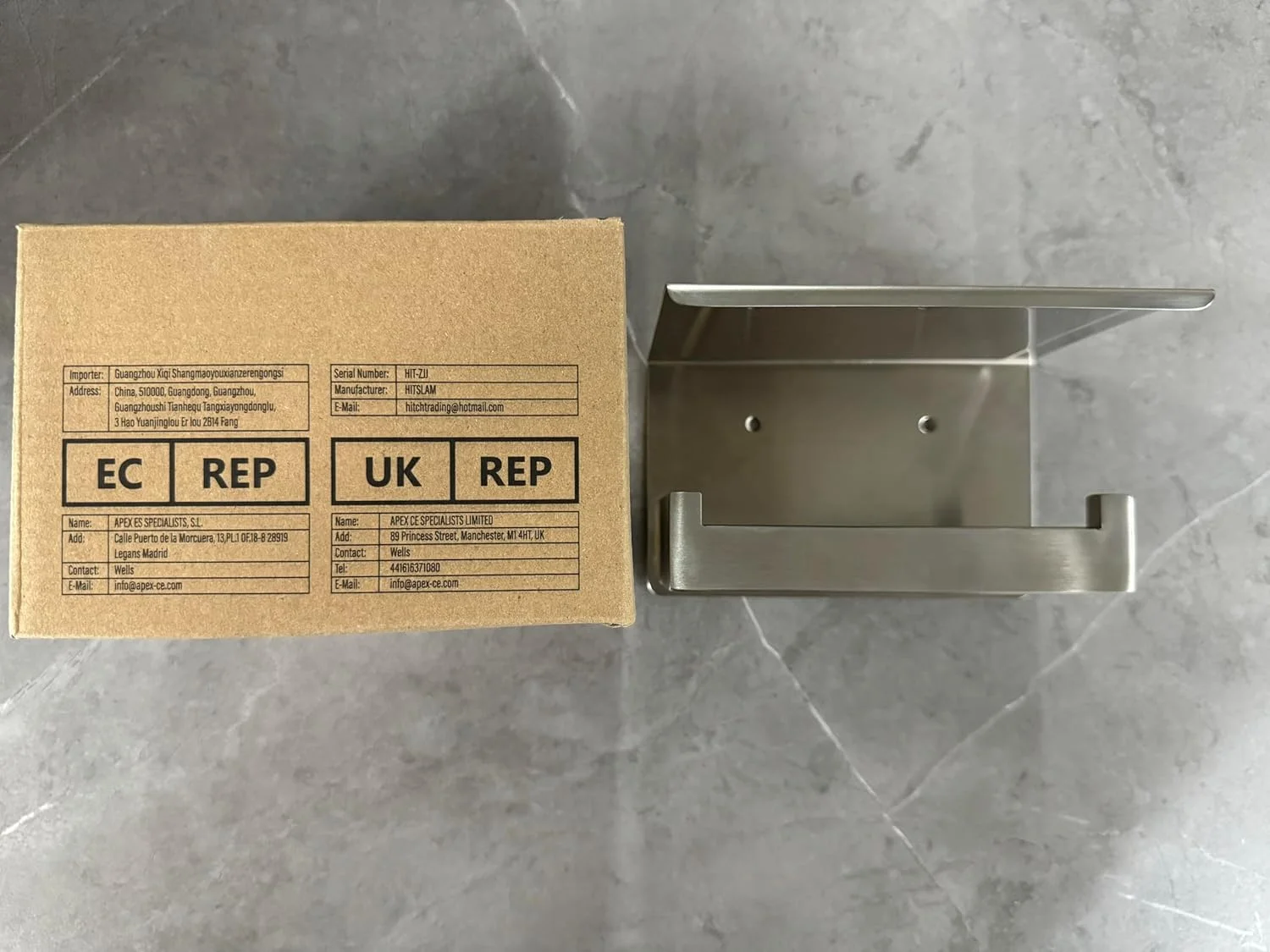 جا دستمال توالت HITSLAM نیکل برس خورده، جا دستمال کاغذی نقره ای چسبی با قفسه، خود چسب بدون نیاز به سوراخ کاری یا نصب دیواری با پیچ ​​برای حمام