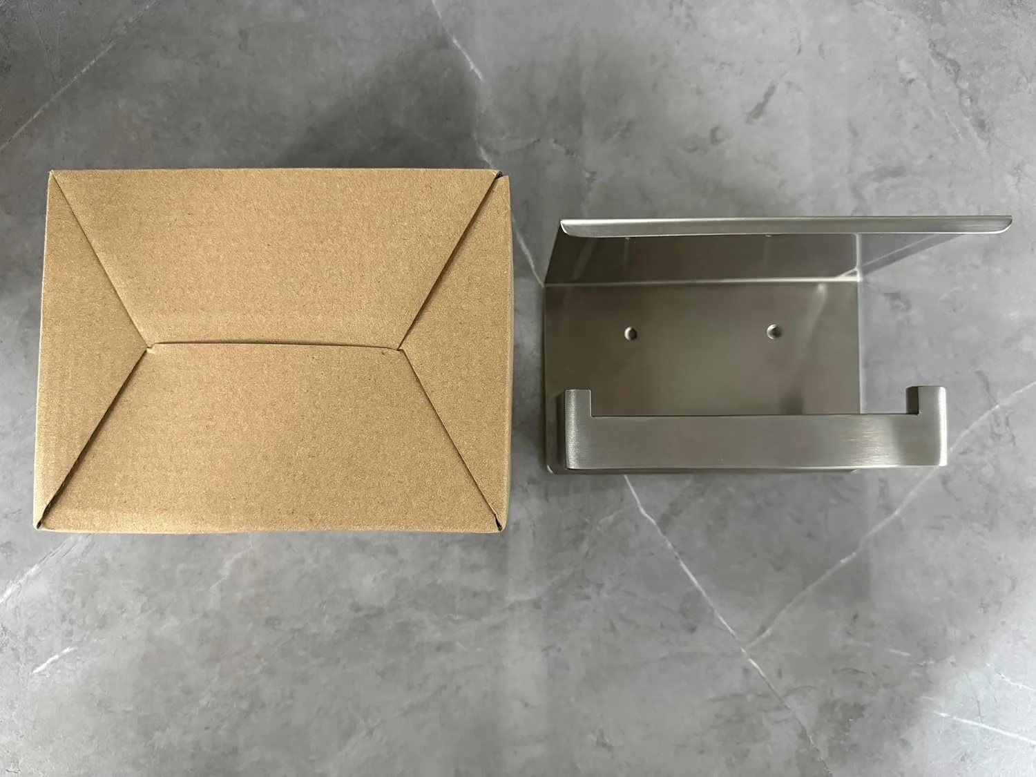 جا دستمال توالت HITSLAM نیکل برس خورده، جا دستمال کاغذی نقره ای چسبی با قفسه، خود چسب بدون نیاز به سوراخ کاری یا نصب دیواری با پیچ ​​برای حمام