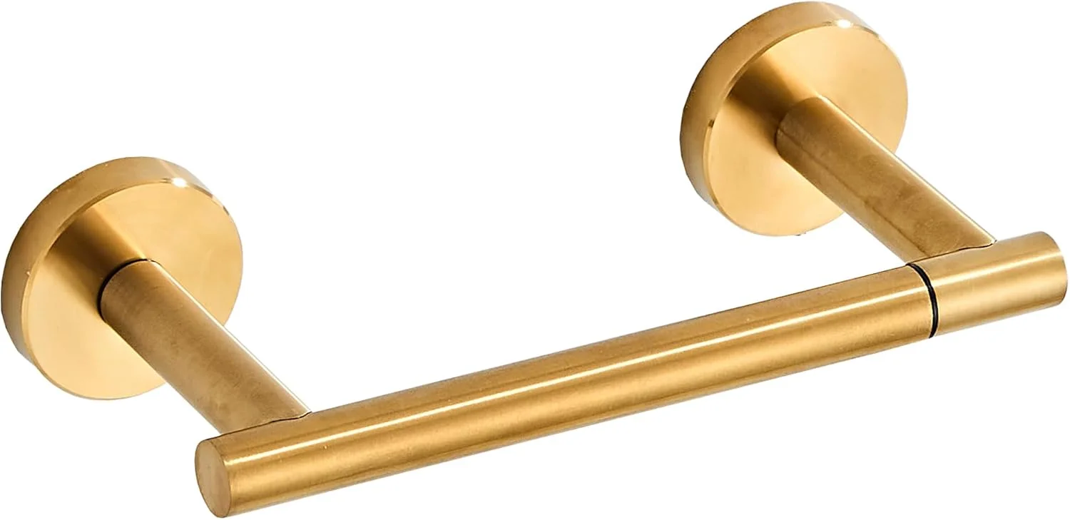 جا دستمال کاغذی توالت طلایی برس خورده BTHRMHW، جا دستمال کاغذی دیواری حمام از جنس استیل ضد زنگ SUS 304، جا دستمال کاغذی رولی توالت دو پایه چرخان برای دستمال کاغذی حمام RV برای TP