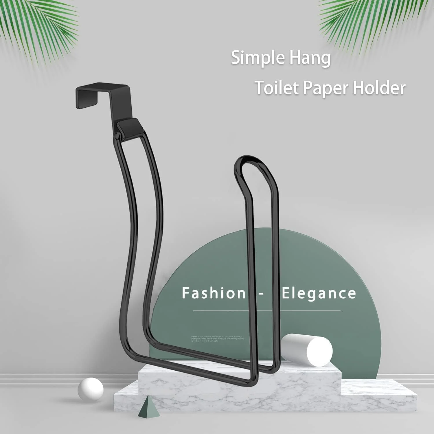 جا دستمال کاغذی توالت بوکلا، آویز فلزی، نگهدارنده رول دستمال کاغذی توالت، ظرف نگهدارنده 1 رول برای نگهداری و سازماندهی حمام - آویز (مشکی)