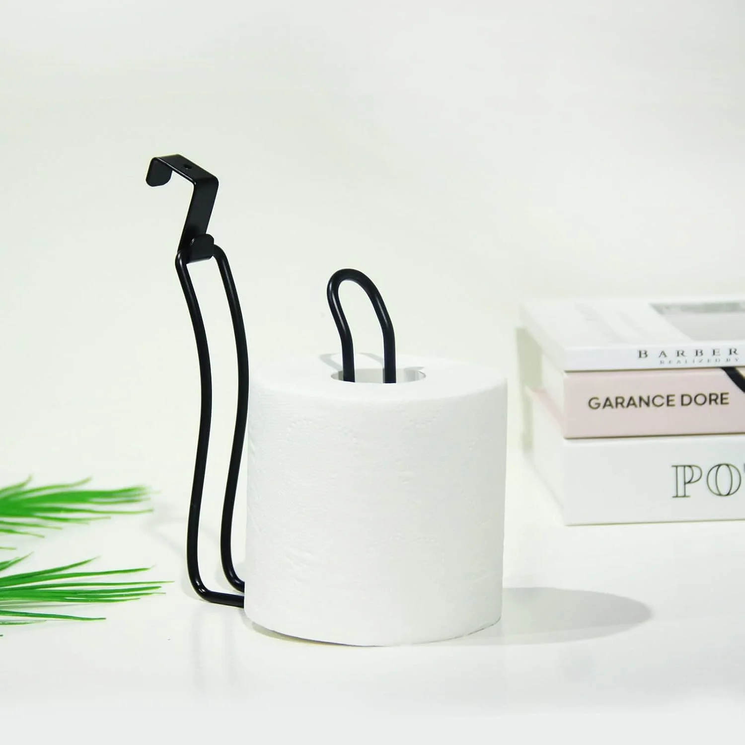 جا دستمال کاغذی توالت بوکلا، آویز فلزی، نگهدارنده رول دستمال کاغذی توالت، ظرف نگهدارنده 1 رول برای نگهداری و سازماندهی حمام - آویز (مشکی)