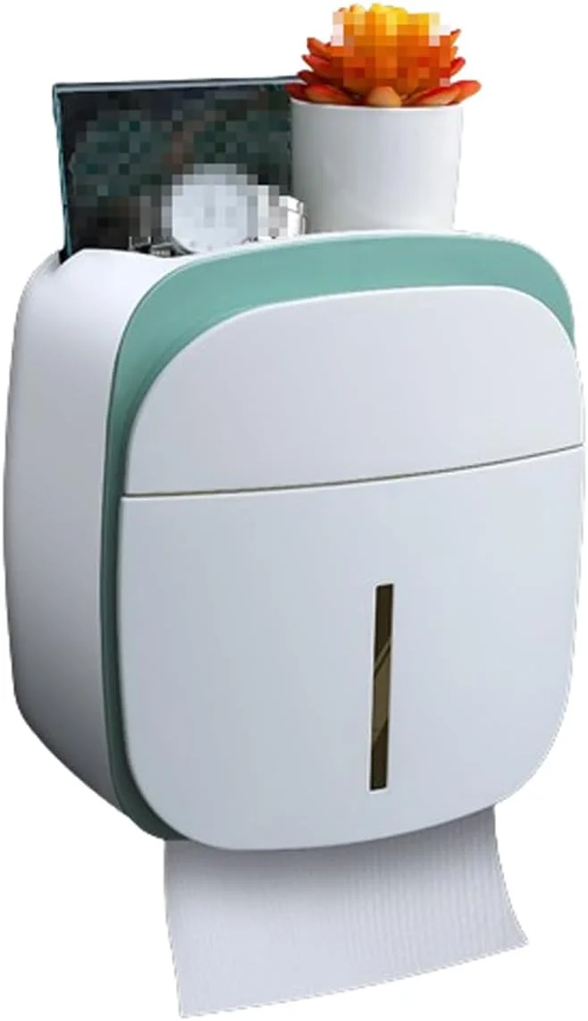 جا دستمال کاغذی تجاری سرویس بهداشتی با محفظه نگهداری، جا دستمال کاغذی دو لایه با کشو، جا دستمال کاغذی دیواری برای منزل، اداره، سرویس بهداشتی (سبز)