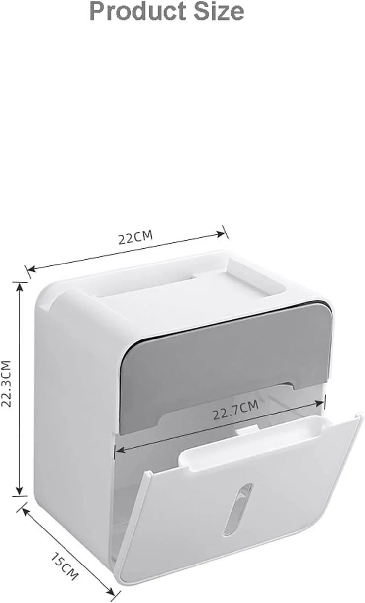 جا دستمال کاغذی تجاری دیواری، جا حوله کاغذی، جا دستمال کاغذی دو لایه با کشو، جا دستمال کاغذی تاشو C/چند تایی/سه تایی برای سرویس بهداشتی (خاکستری)