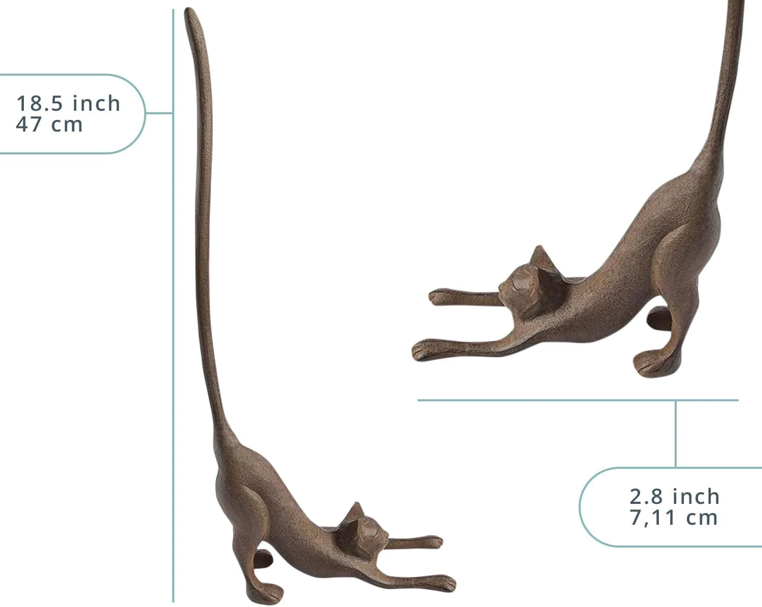 جا دستمال کاغذی یا نگهدارنده دستمال توالت تزئینی گربه یوگا Comfify - گربه ملوس در حالت "سگ رو به پایین" - پایه دستمال کاغذی چدنی - ذخیره سازی چدنی عتیقه - کاربردهای متعدد - ارتفاع 48 سانتی متر.