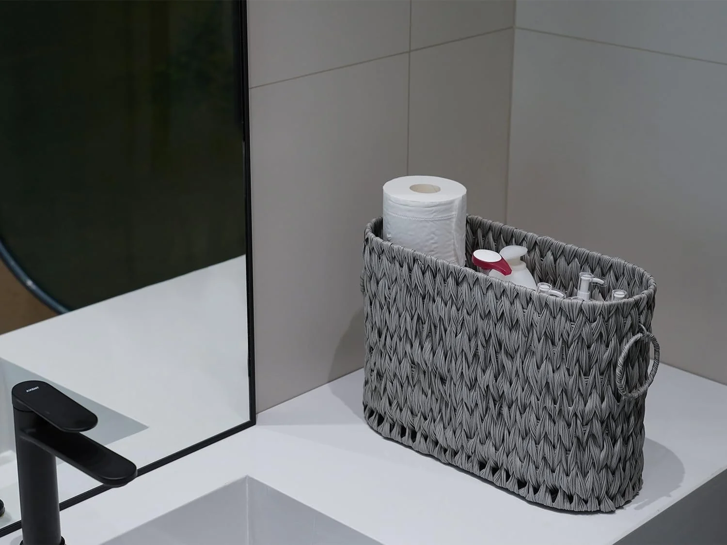 سبد ذخیره سازی دستمال توالت Coeusy، خاکستری، مستطیلی، پلی پروپیلن (PP)، 40.89 سانتی متر طول x 17.00 سانتی متر عرض x 26.97 سانتی متر ارتفاع، ظرفیت 6-9 رول، سبک مدرن، مناسب برای حمام، اتاق نشیمن، اتاق خواب، اتاق کودک سبد ذخیره سازی دستمال توالت Coeusy، خاکستری، مستطیلی، پلی پروپیلن (PP)، 40.89 سانتی متر طول x 17.00 سانتی متر عرض x 26.97 سانتی متر ارتفاع، ظرفیت 6-9 رول، سبک مدرن، مناسب برای حمام، اتاق نشیمن، اتاق خواب، اتاق کودک