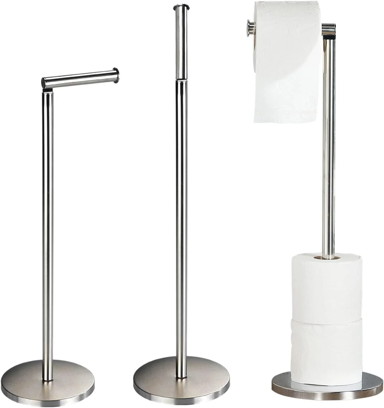 جا دستمال توالت کریستال ایستاده - جا کاغذی توالت استیل 2 در 1، ظرفیت نگهداری تا 4 رول دستمال توالت - پایه دستمال توالت بدون نیاز به سوراخکاری - نقره ای جا دستمال توالت کریستال ایستاده - جا کاغذی توالت استیل 2 در 1، ظرفیت نگهداری تا 4 رول دستمال توالت - پایه دستمال توالت بدون نیاز به سوراخکاری - نقره ای