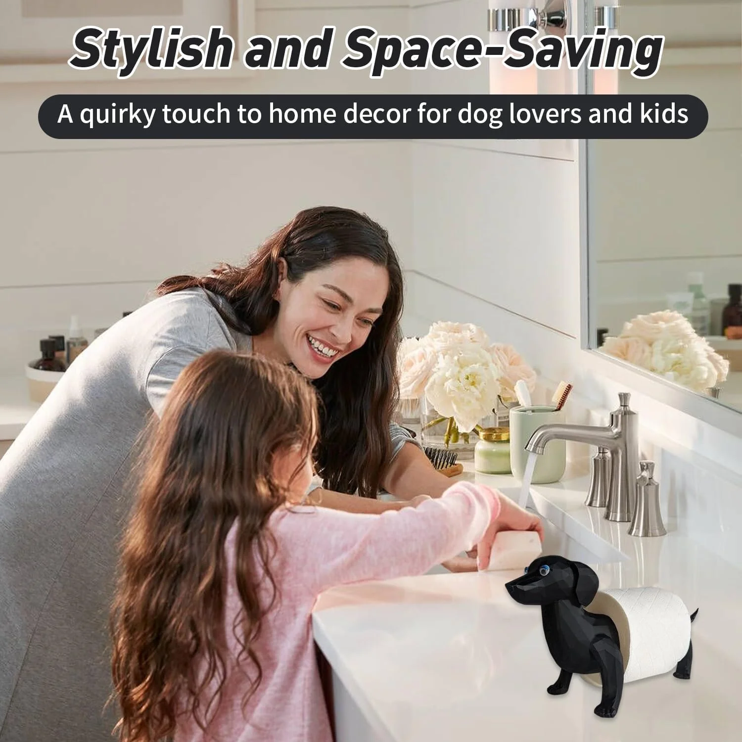 جا دستمال توالت طرح سگ داشوند ایستاده، جا دستمال کاغذی خنده دار طرح سگ داشوند مشکی، جا دستمال توالت جدید طرح سگ داشوند برای دکور حمام، استند نگهداری رول دستمال کاغذی فانتزی، هدیه های منحصر به فرد طرح سگ داشوند، سگ بامزه