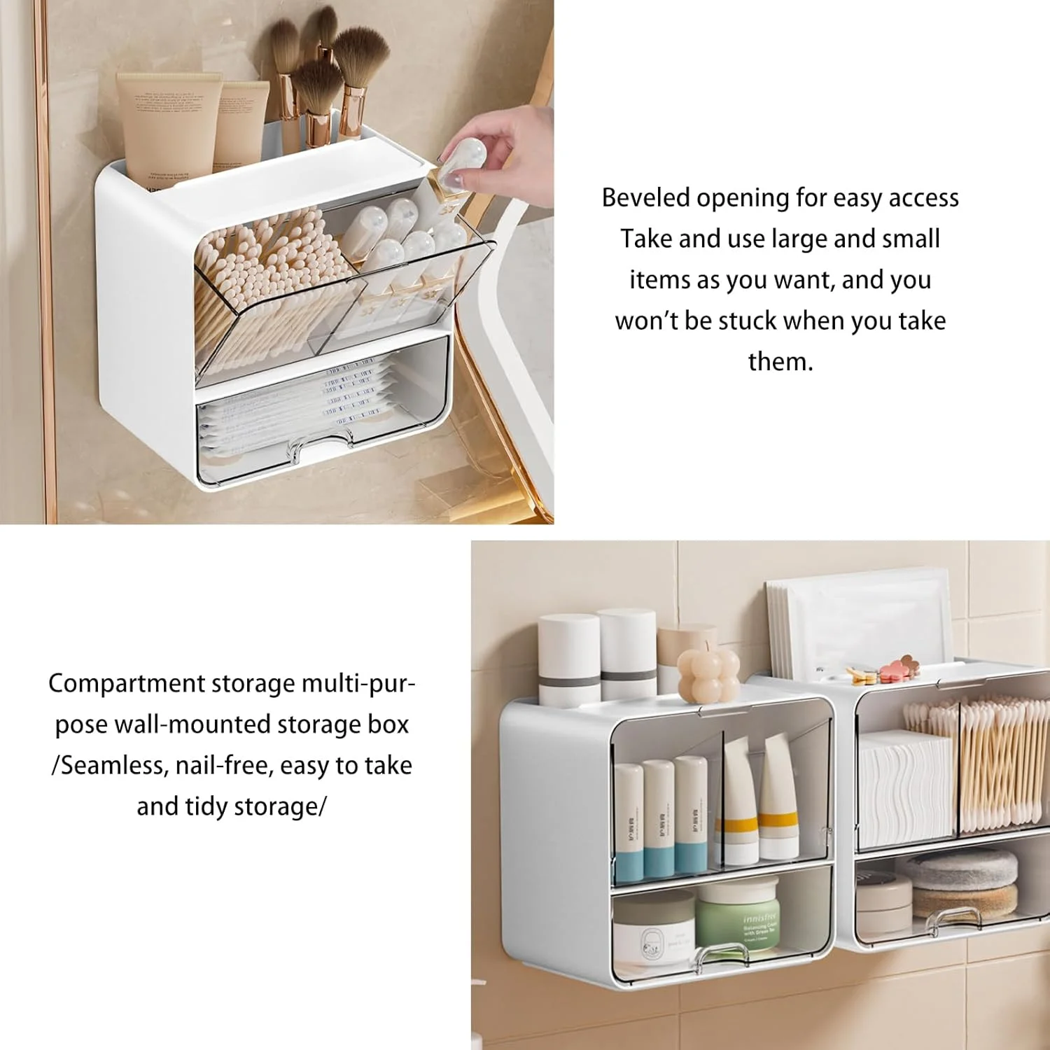 جا دستمال کاغذی توالت دافاپه، جعبه نگهداری دستمال کاغذی دیواری، سازمان دهنده کشویی پلاستیکی برای سرویس بهداشتی، آشپزخانه، اتاق نشیمن، خانه (سفید شفاف)