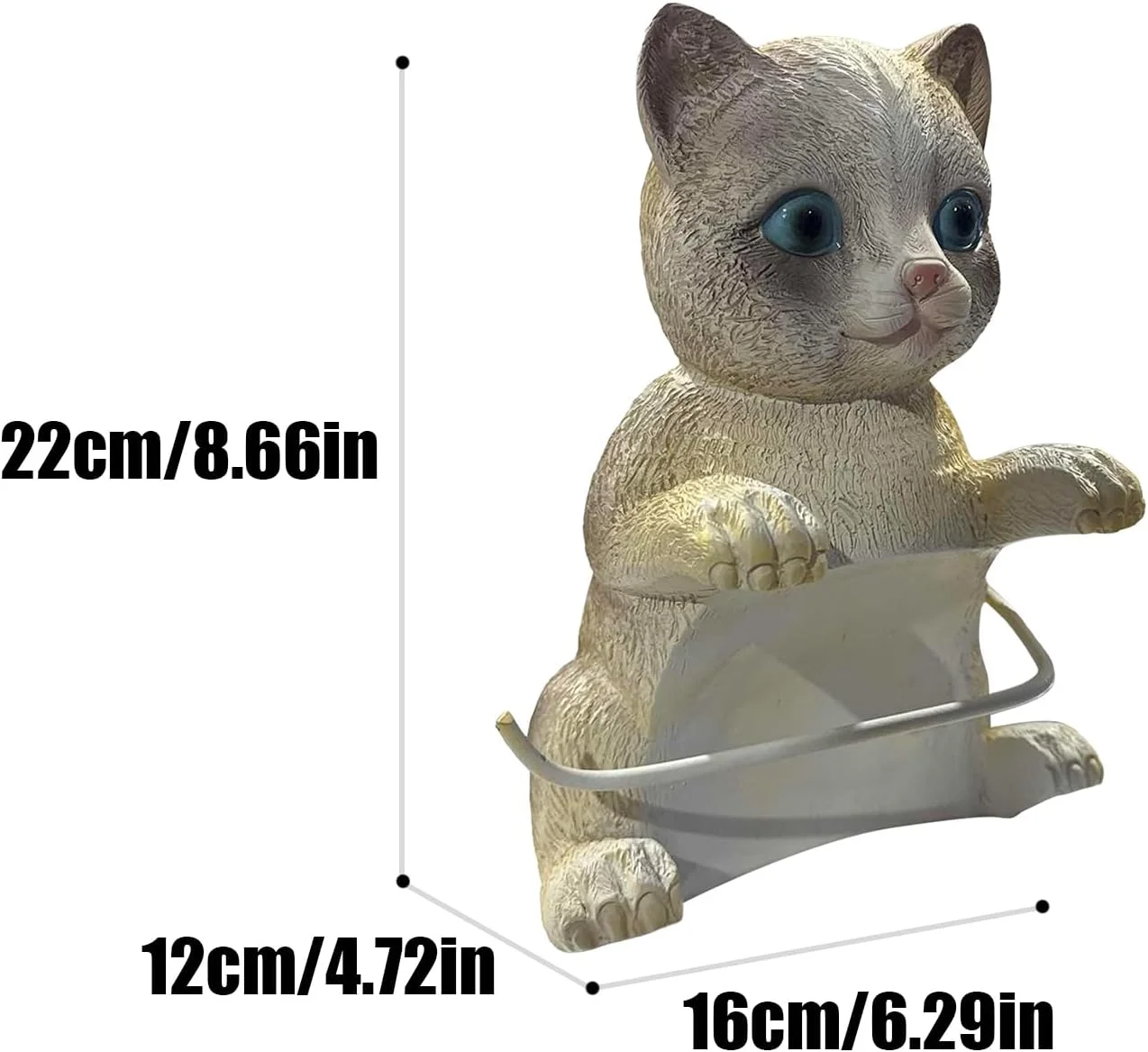 جا دستمال کاغذی توالت فانتزی - استند نگهدارنده دستمال کاغذی طرح گربه | لوازم جانبی رزینی حمام، نصب دیواری، پخش کننده دستمال کاغذی فانتزی، مجسمه حیوانات بدون نیاز به سوراخکاری برای حمام و آشپزخانه