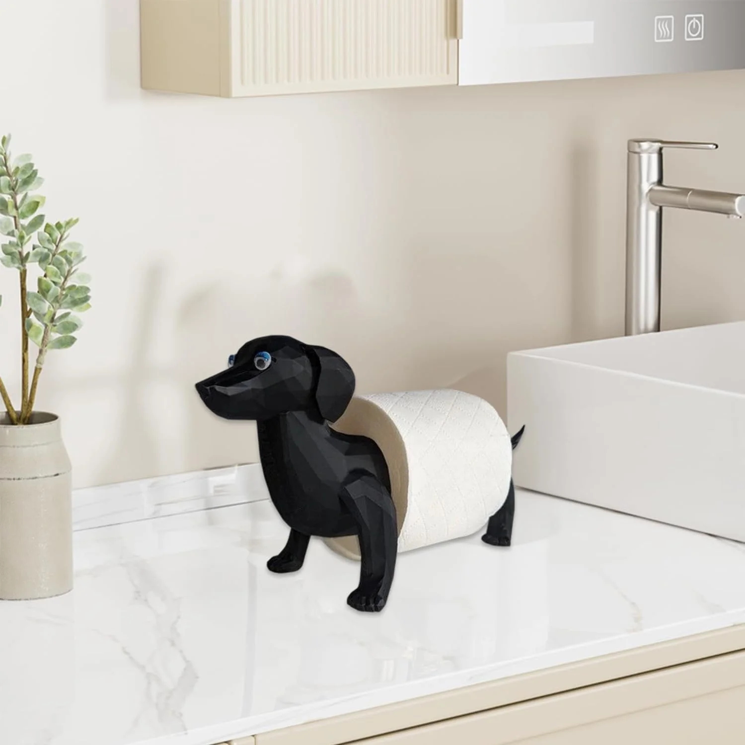 جا دستمال توالت طرح سگ داشوند ایستاده، جا دستمال کاغذی خنده دار طرح سگ داشوند مشکی، جا دستمال توالت جدید طرح سگ داشوند برای دکور حمام، استند نگهداری رول دستمال کاغذی فانتزی، هدیه های منحصر به فرد طرح سگ داشوند، سگ بامزه