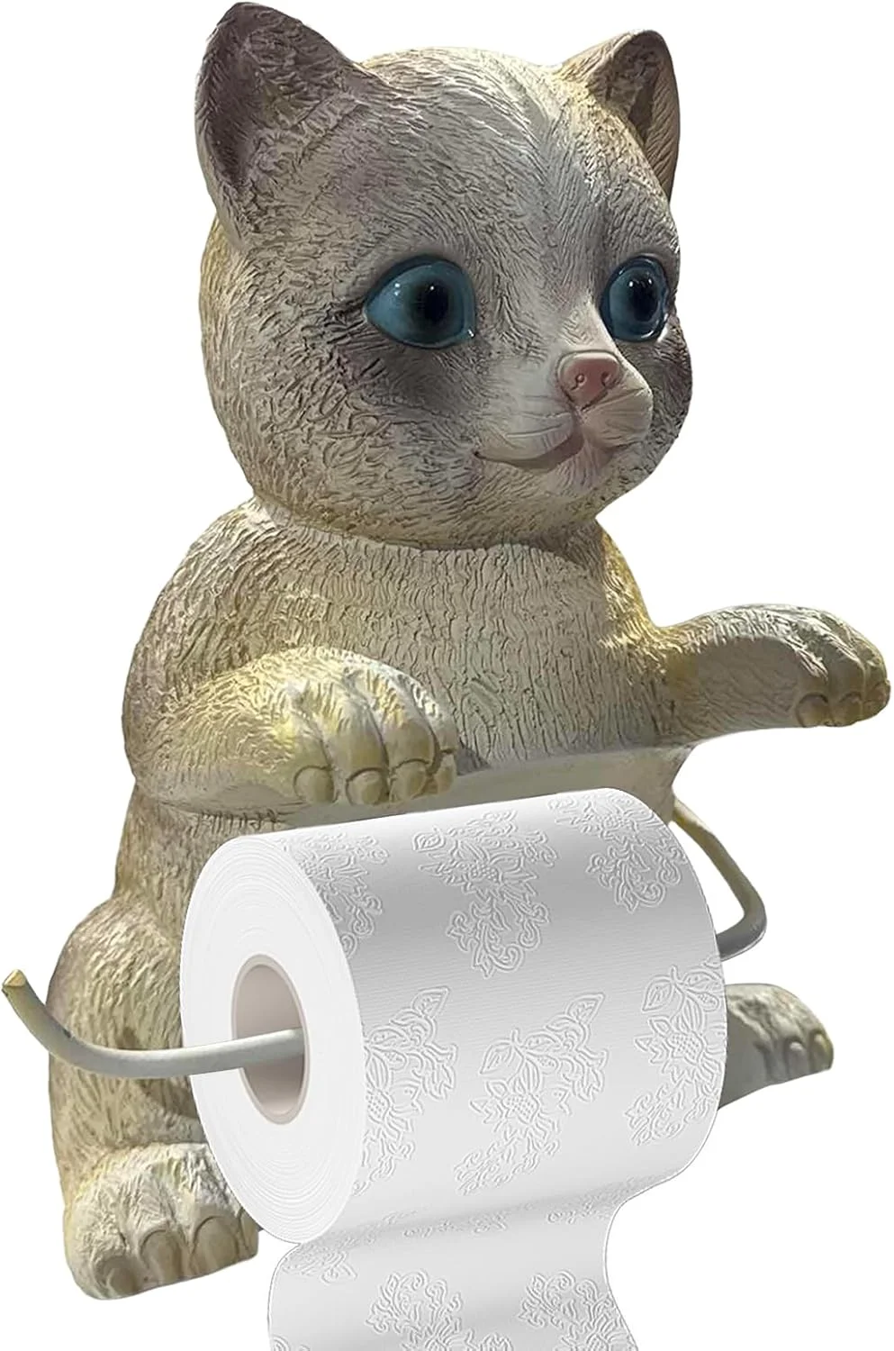 جا دستمال کاغذی توالت فانتزی - استند نگهدارنده دستمال کاغذی طرح گربه | لوازم جانبی رزینی حمام، نصب دیواری، پخش کننده دستمال کاغذی فانتزی، مجسمه حیوانات بدون نیاز به سوراخکاری برای حمام و آشپزخانه
