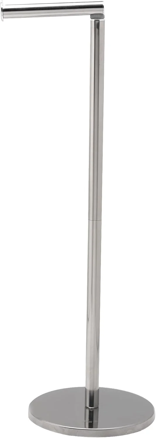 جا دستمال توالت کریستال ایستاده - جا کاغذی توالت استیل 2 در 1، ظرفیت نگهداری تا 4 رول دستمال توالت - پایه دستمال توالت بدون نیاز به سوراخکاری - نقره ای