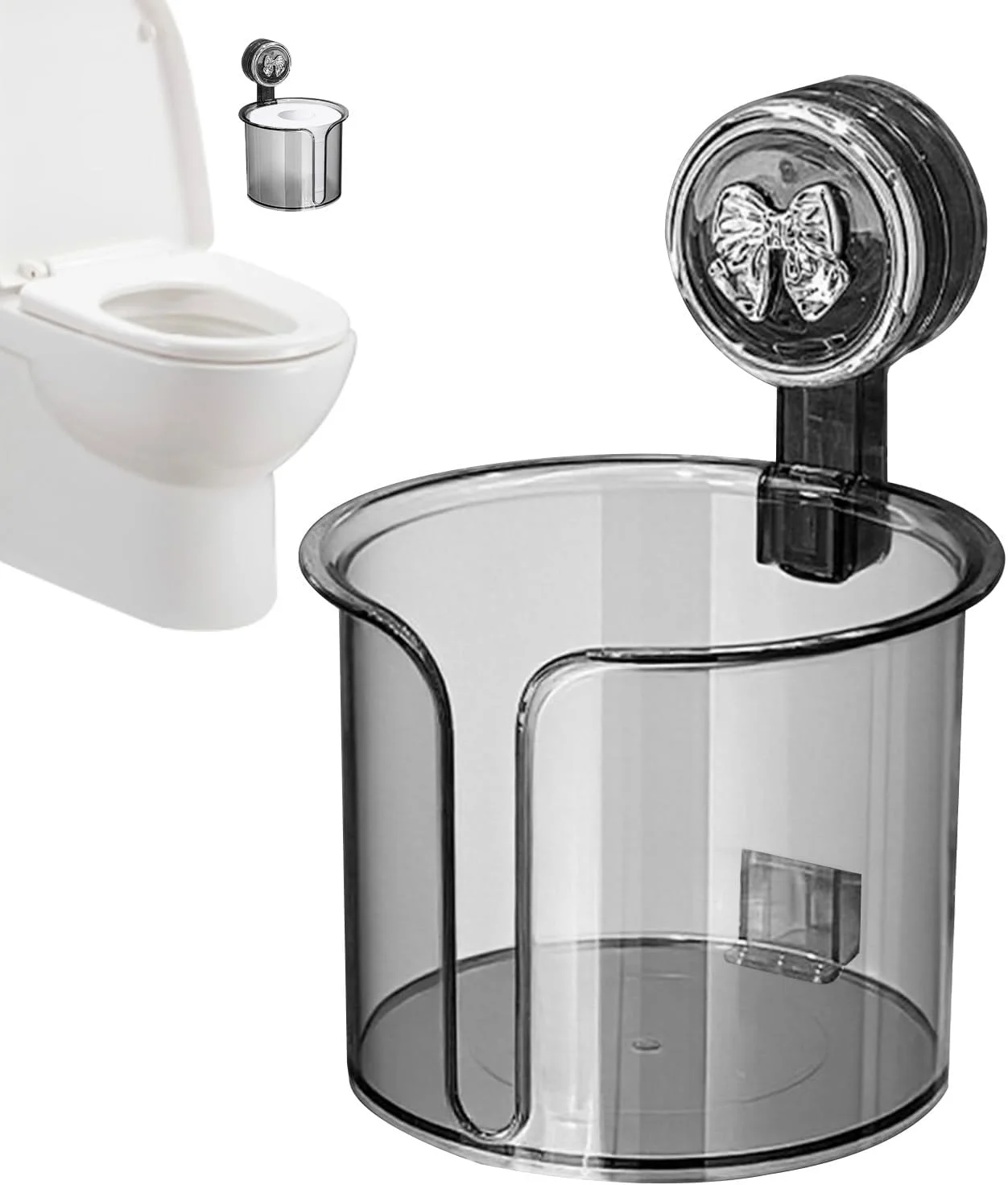 جا دستمال کاغذی توالت - جا دستمال توالت مکنده ای دیواری، جعبه پخش کننده رول دستمال کاغذی شفاف برای اتاق استراحت هتل، بالکن، آشپزخانه، سرویس بهداشتی