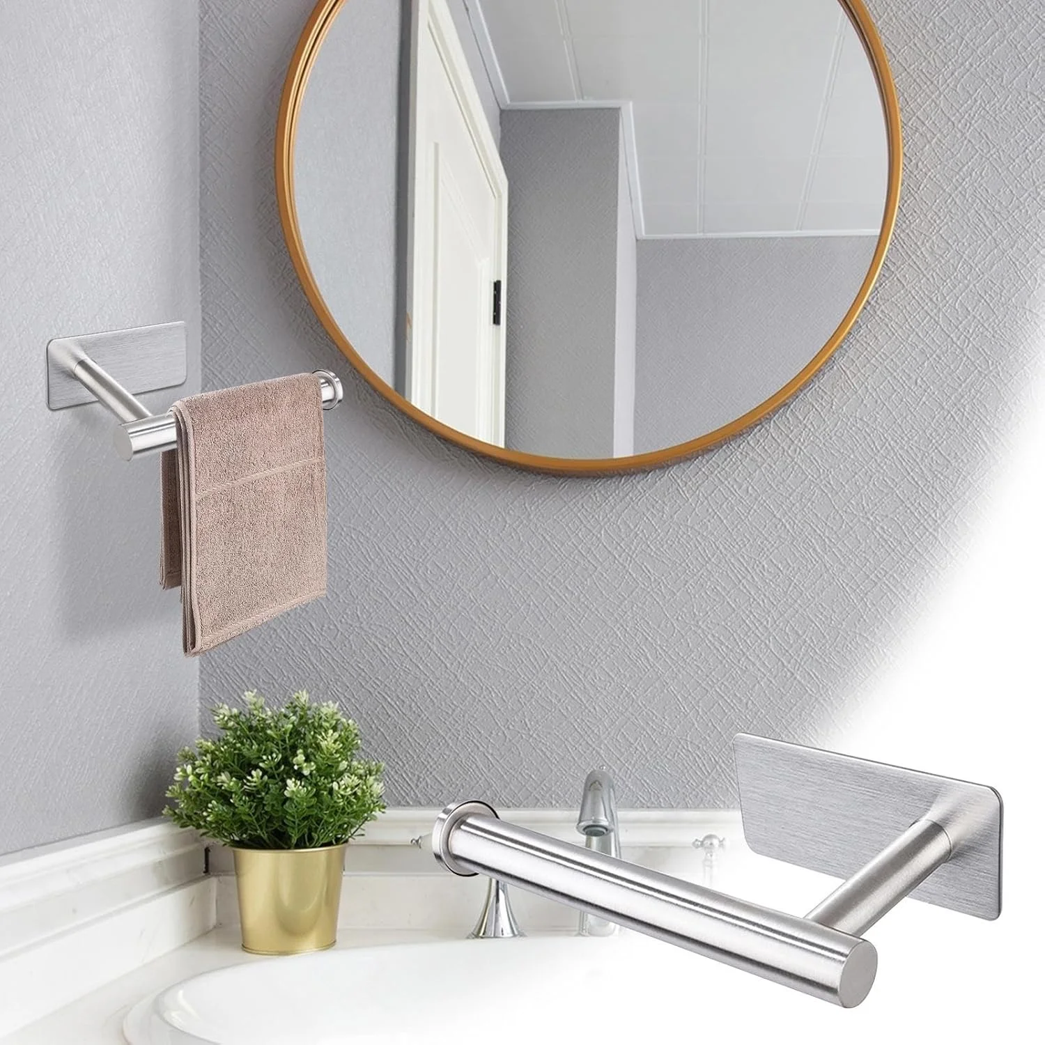 جا دستمال کاغذی توالت مدرن - پایه نگهدارنده دستمال کاغذی چسبی | پایه نگهدارنده استیل ضد زنگ 304 برای حوله، RV، رستوران، آشپزخانه، هتل، سرویس بهداشتی داخلی، خانه، آپارتمان، خانه مزرعه