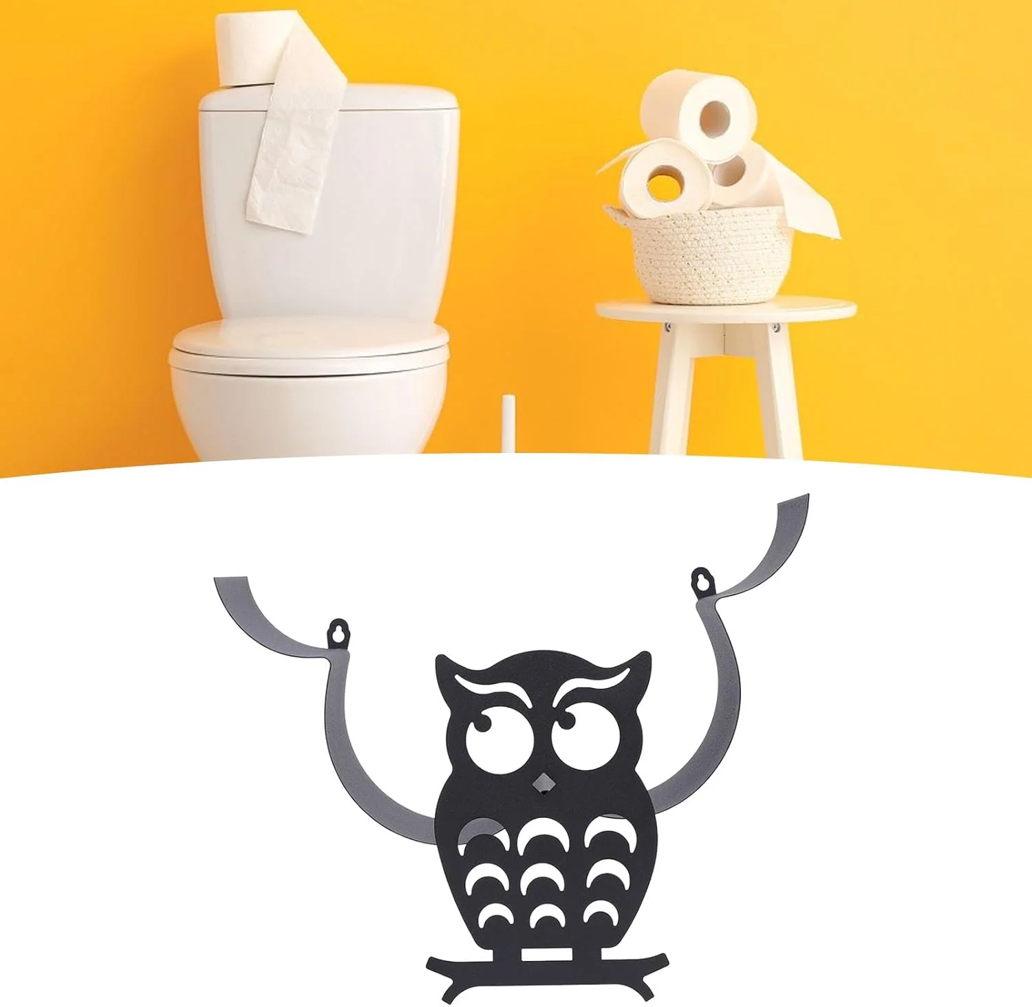 جا دستمال کاغذی طرح جغد OVAQUIXI، نظم دهنده فلزی حمام با طراحی فانتزی، نگهداری دستمال کاغذی کم جا برای آشپزخانه و حمام