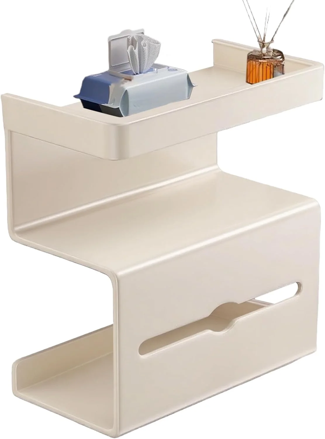 جا دستمال توالت دیواری با قفسه | پایه نگهدارنده دستمال توالت بدون نیاز به سوراخ کاری با قفسه | پایه نگهدارنده مدرن و صرفه جویی در فضا برای آپارتمان، خانه، حمام مهمان، اتاق پودر، تجاری