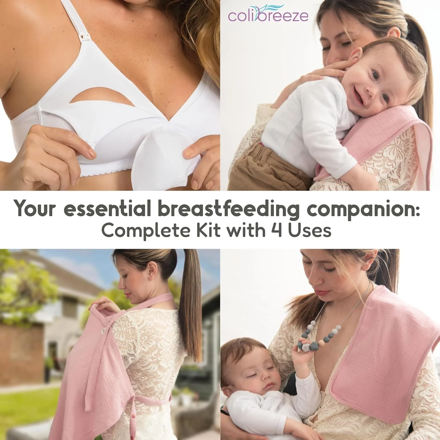 روپوش شیردهی Colibreeze - روپوش شیردهی موسلین - روپوش شیردهی برای مادران - روپوش شیردهی با حلقه - روپوش شیردهی برای مادر (رنگ سرخ)