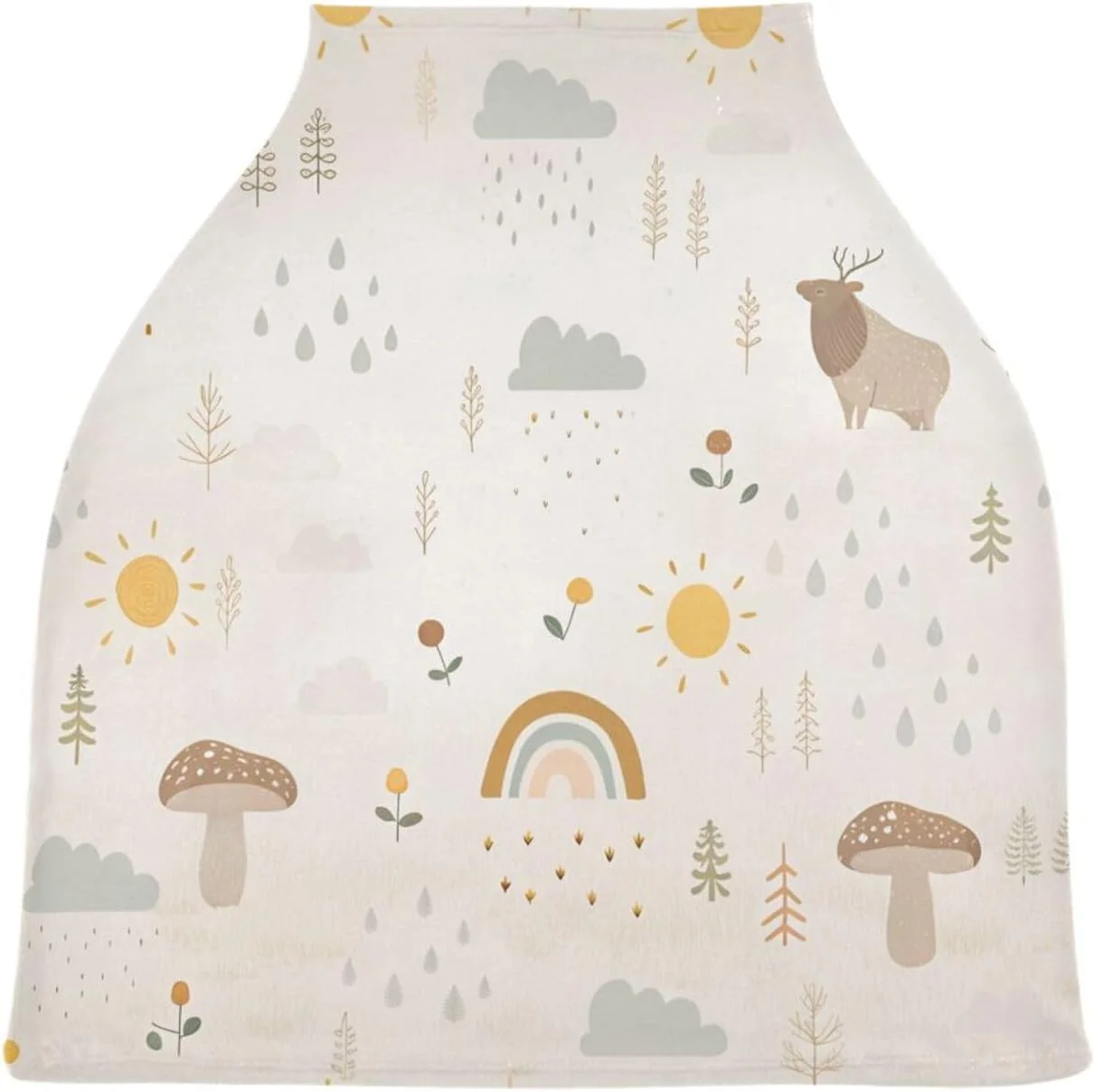 روکش صندلی ماشین نوزاد طرح قارچ رنگین کمانی Kigai، روکش شیردهی تنفسی برای مادران شیرده، روکش صندلی ماشین/چرخ خرید/کاور صندلی ماشین کشسان برای دختر و پسر