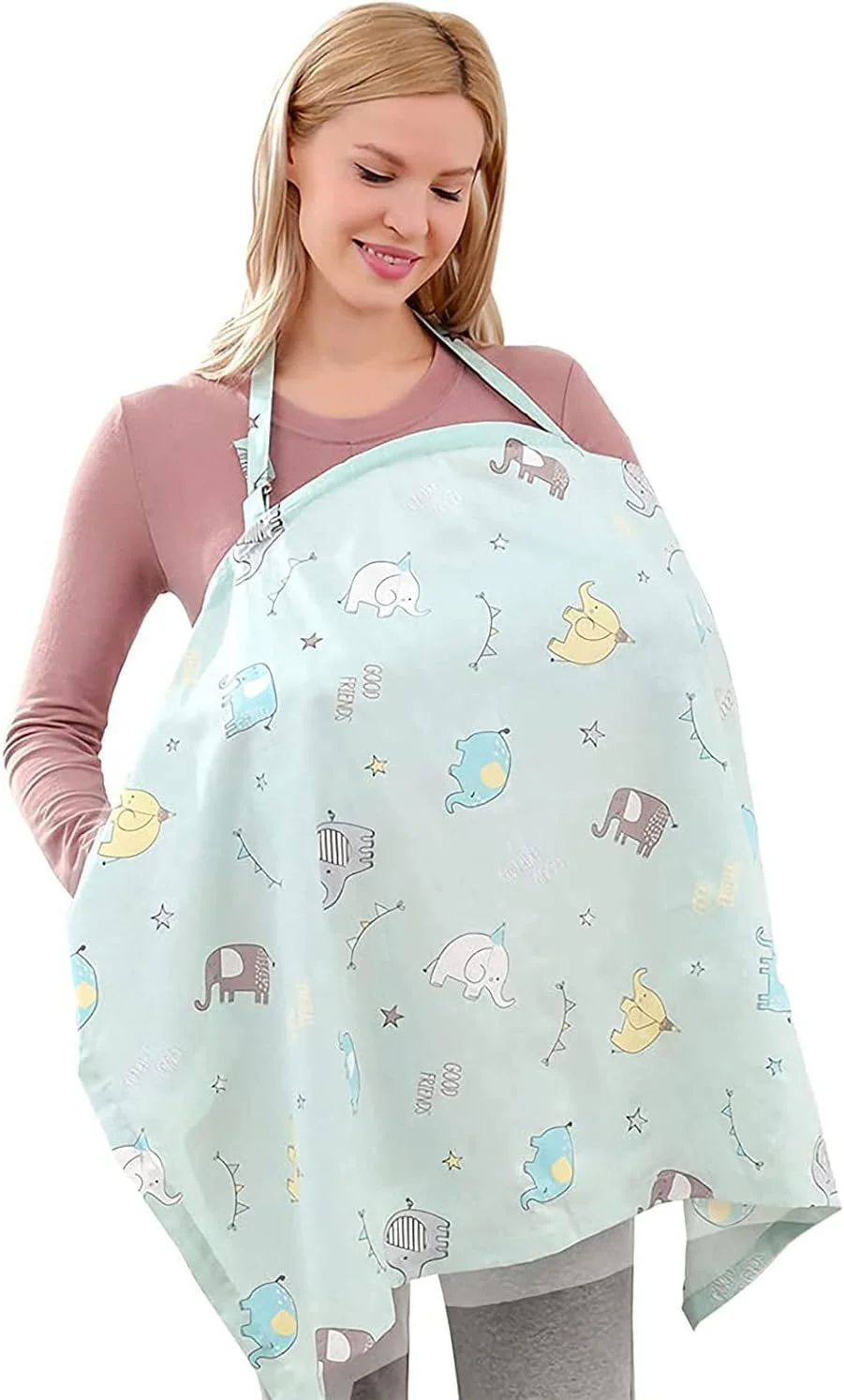 روپوش شیردهی نخی KASTWAVE، پوشش بزرگ، پیش بند سبز بدون مواد شیمیایی، شال حریم خصوصی کامل برای شیردهی نوزاد
