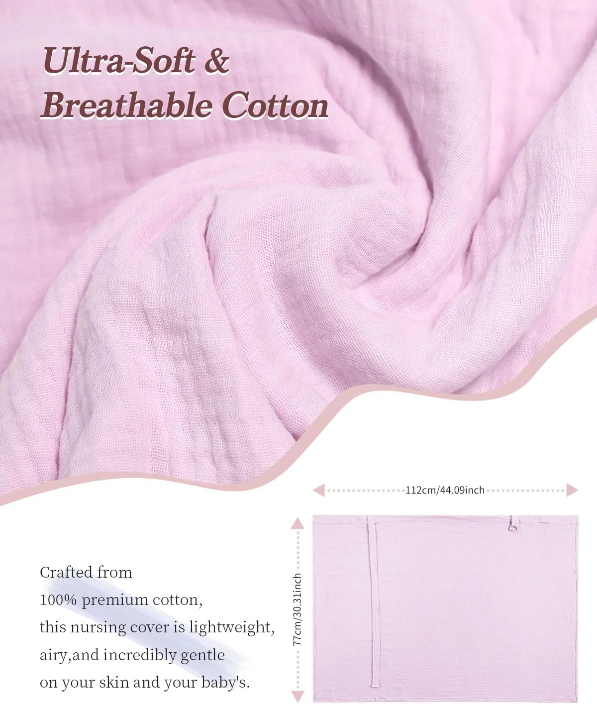 روپوش شیردهی موسلین KISSBOBO، پوشش شیردهی خصوصی، روپوش شیردهی 100% نخی و قابل تنفس، چند منظوره برای پیش بند شیردهی مادر (صورتی) روپوش شیردهی موسلین KISSBOBO، پوشش شیردهی خصوصی، روپوش شیردهی 100% نخی و قابل تنفس، چند منظوره برای پیش بند شیردهی مادر (صورتی)