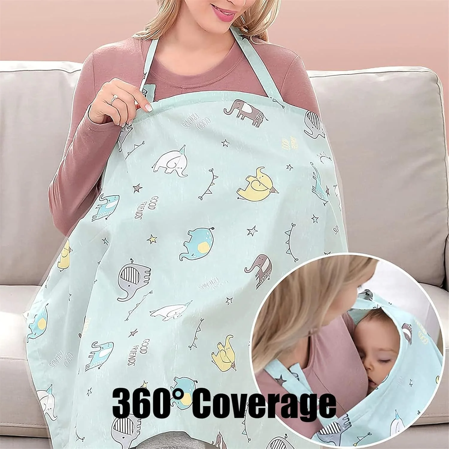 روپوش شیردهی نخی KASTWAVE، پوشش 360 درجه بزرگ، پیش بند سبز بدون مواد شیمیایی، شال حریم خصوصی کامل برای شیردهی نوزاد روپوش شیردهی نخی KASTWAVE، پوشش 360 درجه بزرگ، پیش بند سبز بدون مواد شیمیایی، شال حریم خصوصی کامل برای شیردهی نوزاد