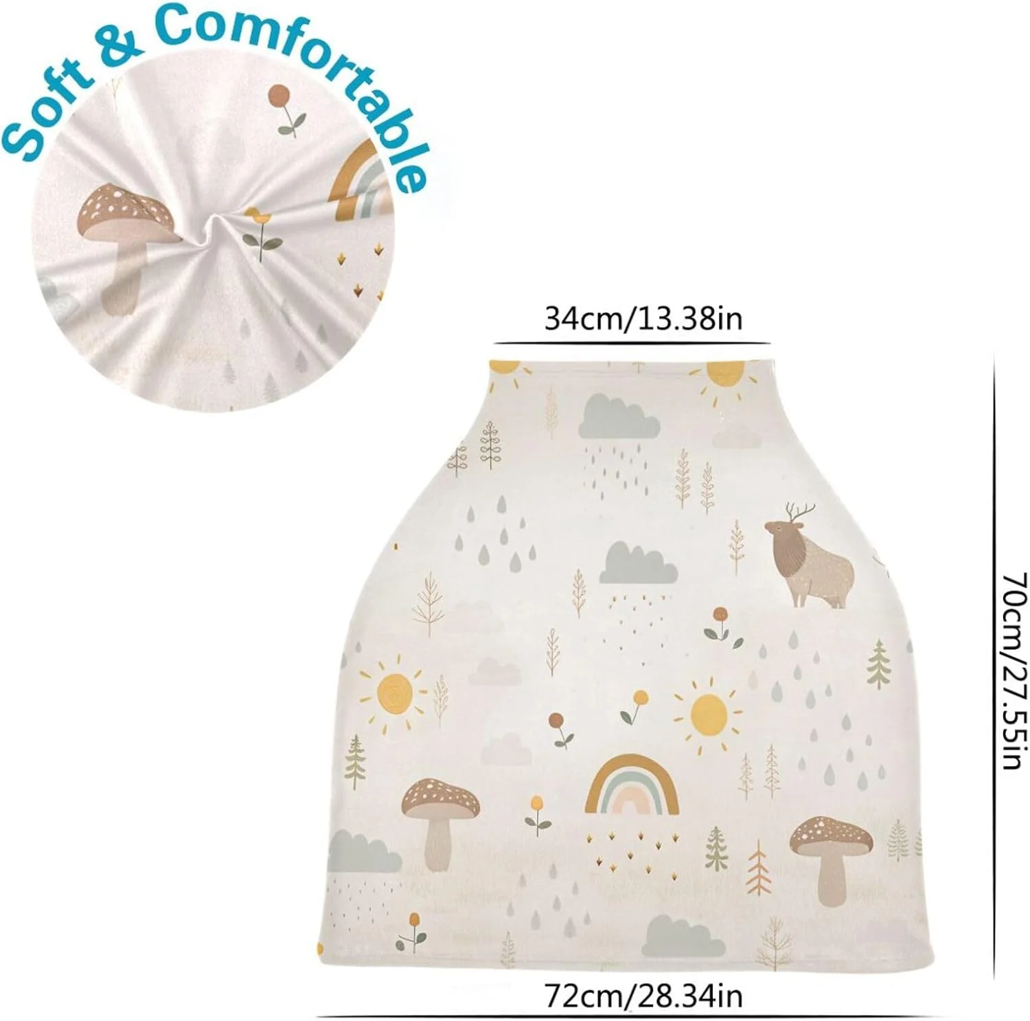 روکش صندلی ماشین نوزاد طرح قارچ رنگین کمانی Kigai، روکش شیردهی تنفسی برای مادران شیرده، روکش صندلی ماشین/چرخ خرید/کاور صندلی ماشین کشسان برای دختر و پسر روکش صندلی ماشین نوزاد طرح قارچ رنگین کمانی Kigai، روکش شیردهی تنفسی برای مادران شیرده، روکش صندلی ماشین/چرخ خرید/کاور صندلی ماشین کشسان برای دختر و پسر