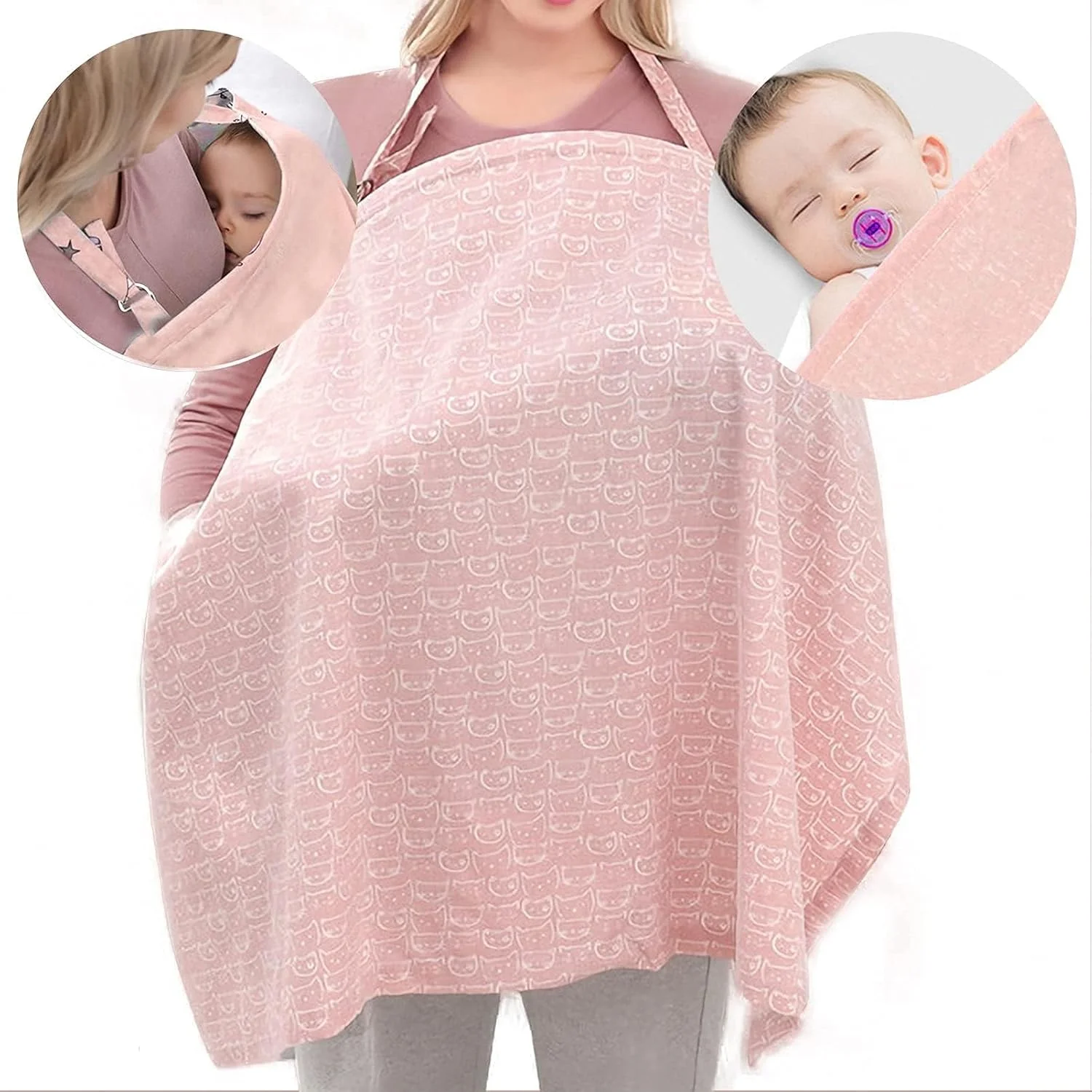 روپوش شیردهی خزنه، روپوش شیردهی نخی با بند قابل تنظیم، پیش بند شیردهی نرم و سبک وزن، پارچه آروغ گیر، شال شیردهی شیک و قابل تنفس