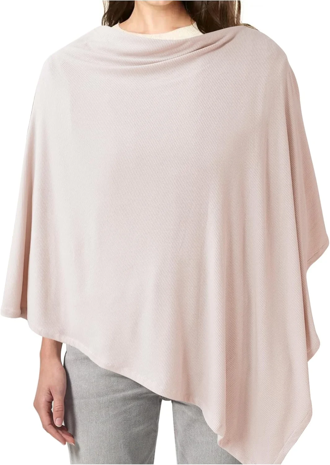 روپوش شیردهی بافتنی Konssy، پوشش شیردهی 360 درجه با قابلیت تنفس کامل و حفظ حریم خصوصی، سایبان چند منظوره صندلی ماشین (بژ گلگون)